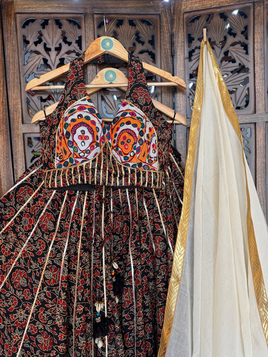 AJARAKH BLACK CHANIYA CHOLI RAAS'25 HANDMADEAHOLIC BY MISHKA