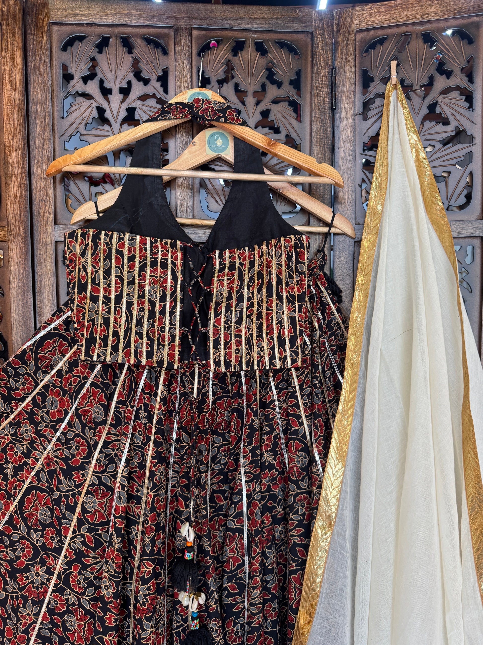 AJARAKH BLACK CHANIYA CHOLI RAAS'25 HANDMADEAHOLIC BY MISHKA
