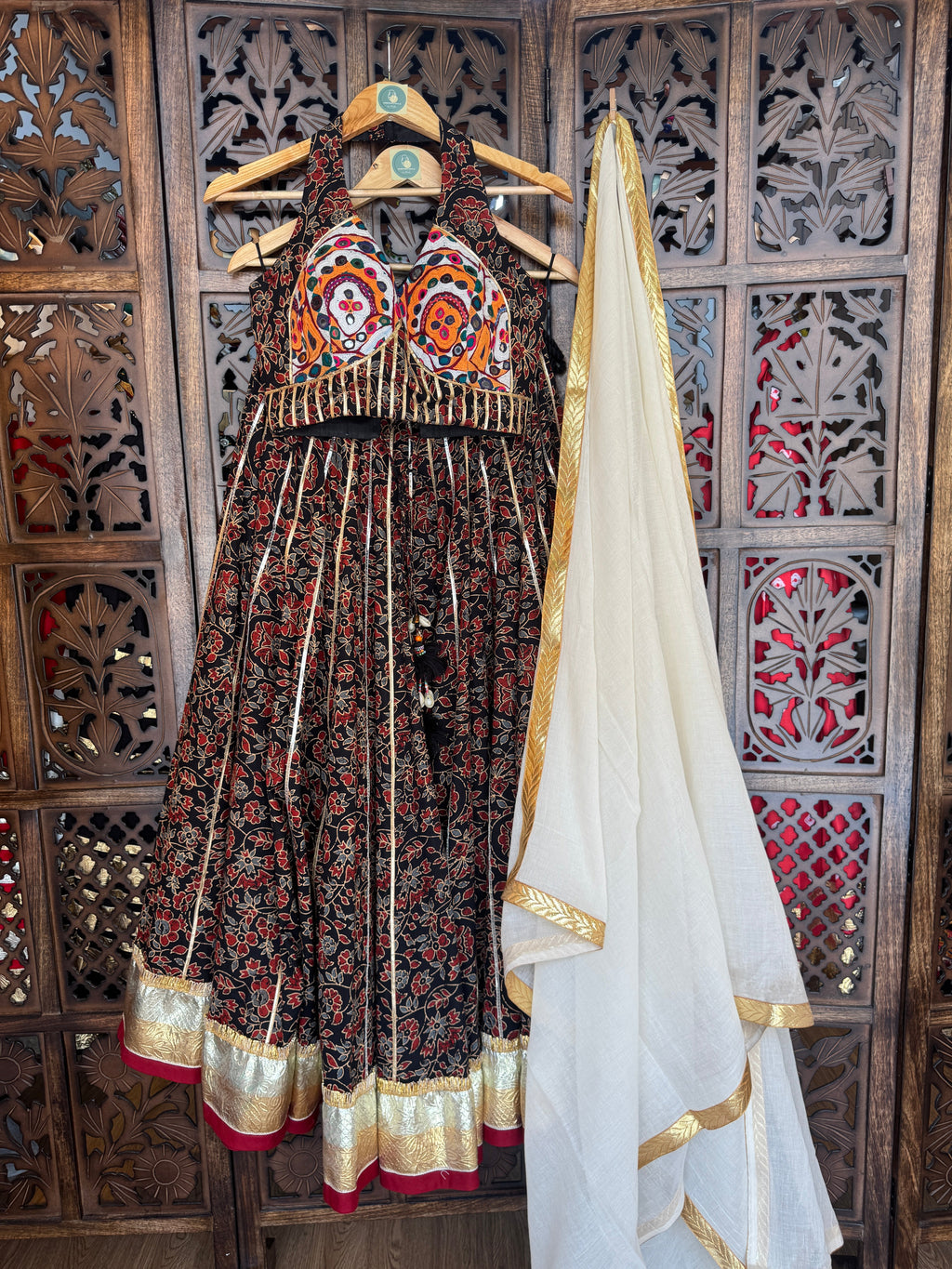 AJARAKH BLACK CHANIYA CHOLI RAAS'25 HANDMADEAHOLIC BY MISHKA
