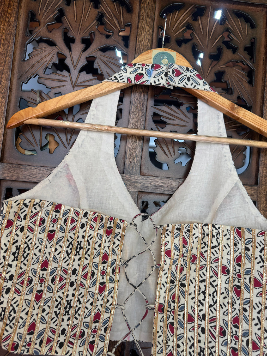 WHITE AJRAKH HULTER BLOUSE HANDMADEAHOLIC BY MISHKA