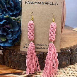 PINK TUSSLE MACRAME EARRINGS HANDMADEAHOLIC BY MISHKA