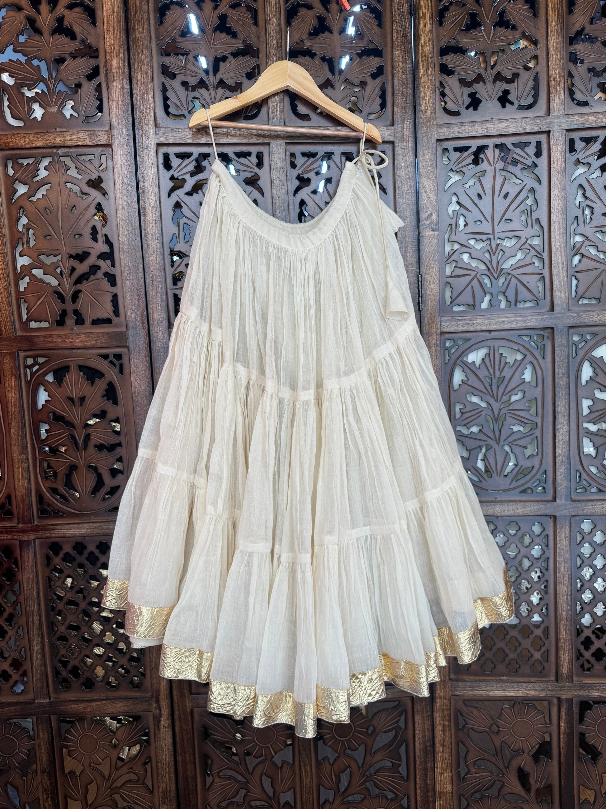 OFF WHITE MULMUL GATHERING KIDS SKIRT HANDMADEAHOLIC BY MISHKA