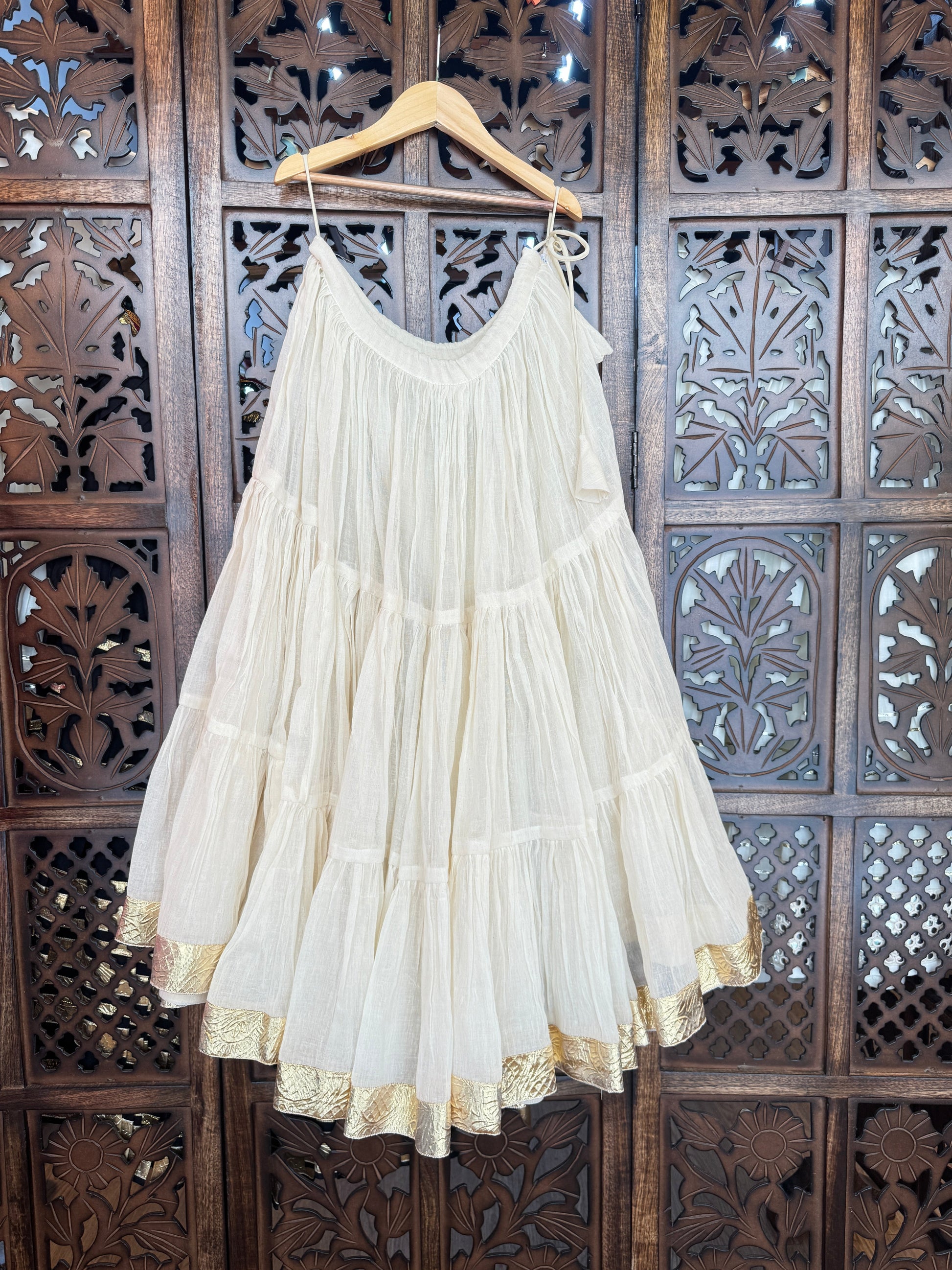 OFF WHITE MULMUL GATHERING KIDS SKIRT HANDMADEAHOLIC BY MISHKA