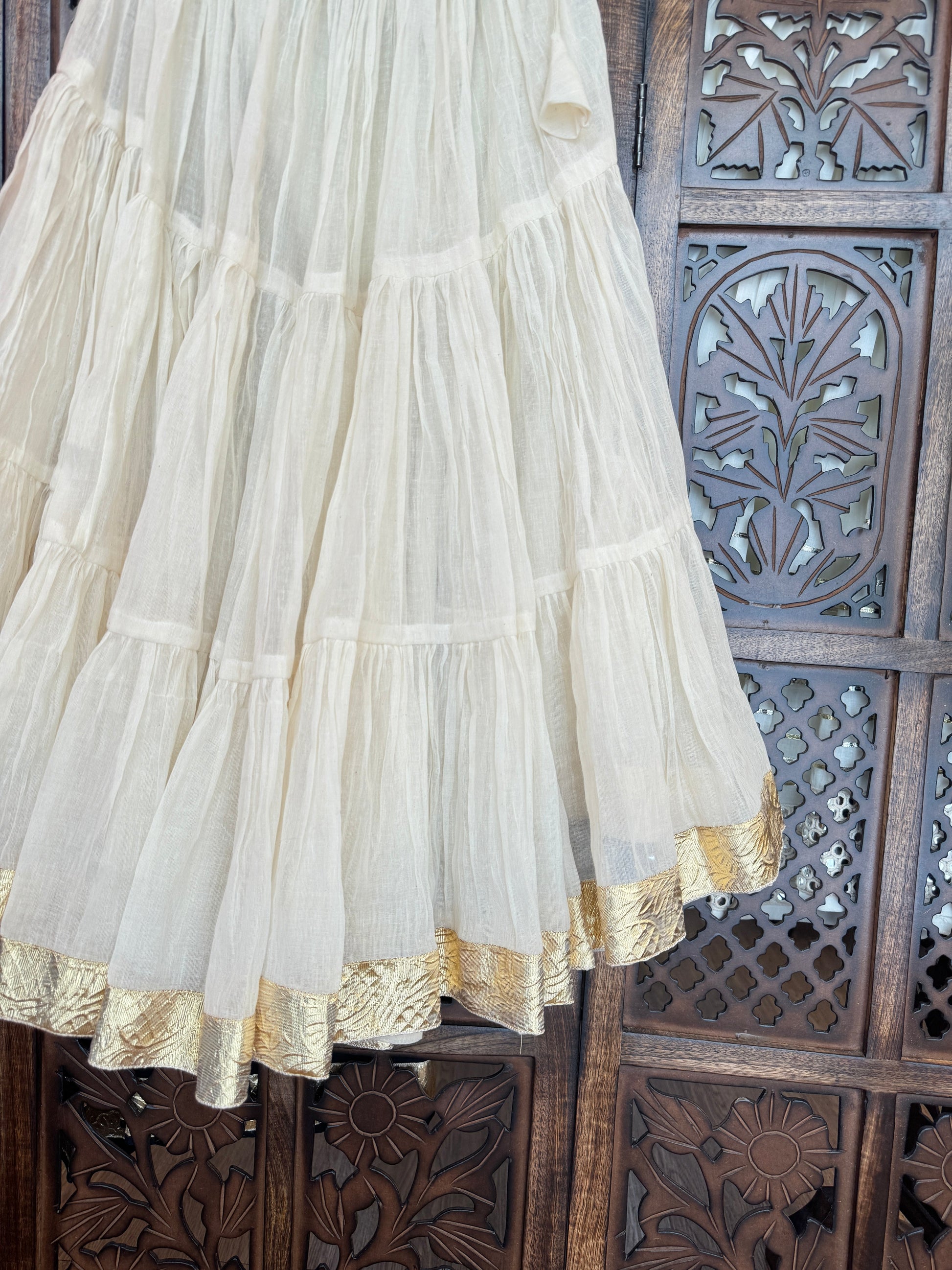 OFF WHITE MULMUL GATHERING KIDS SKIRT HANDMADEAHOLIC BY MISHKA