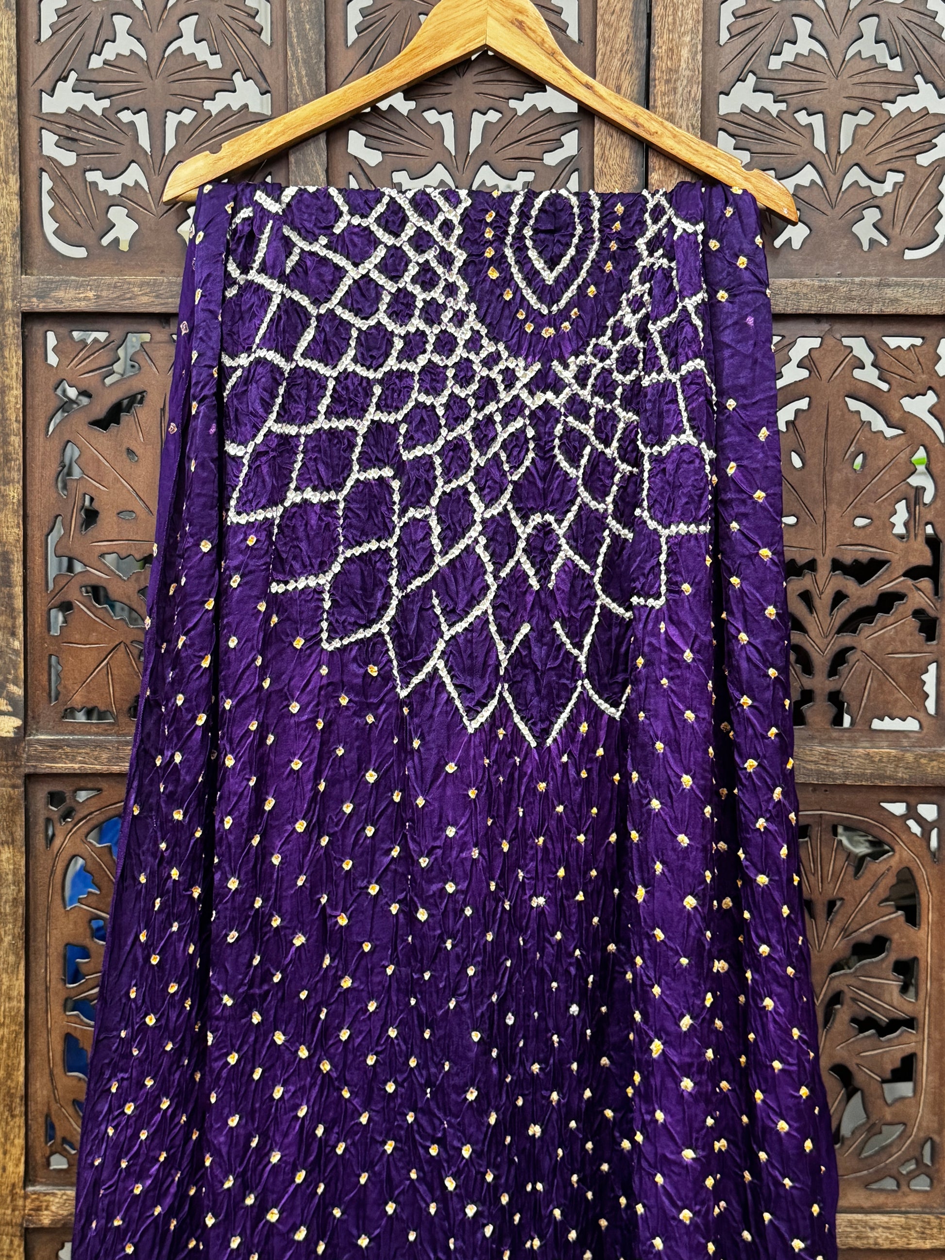 Royal Violet Modal Silk Bandhani Dupatta | Hand-Draped Traditional Craftsmanship HANDMADEAHOLIC BY MISHKA