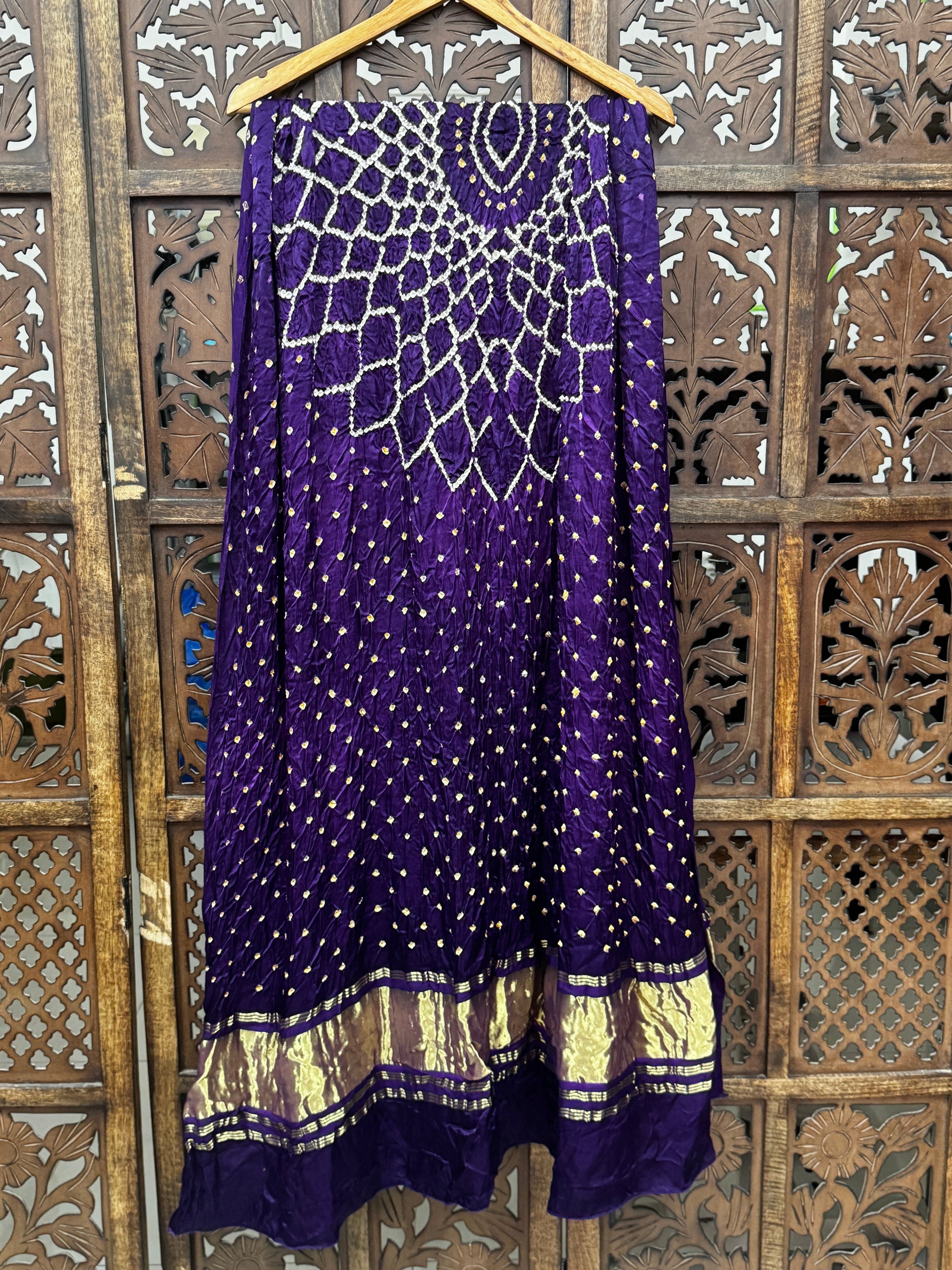 Royal Violet Modal Silk Bandhani Dupatta | Hand-Draped Traditional Craftsmanship HANDMADEAHOLIC BY MISHKA