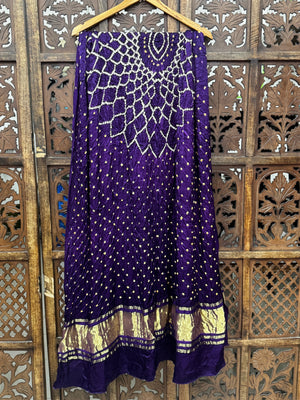 Royal Violet Modal Silk Bandhani Dupatta | Hand-Draped Traditional Craftsmanship HANDMADEAHOLIC BY MISHKA