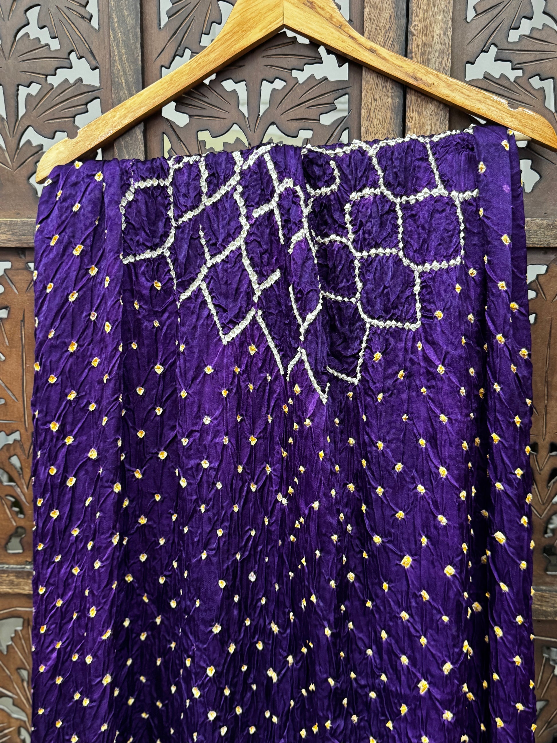 Royal Violet Modal Silk Bandhani Dupatta | Hand-Draped Traditional Craftsmanship HANDMADEAHOLIC BY MISHKA