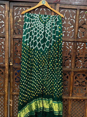 Emerald Heritage: Hand-Tied Modal Silk Bandhani Dupatta with Zari Border HANDMADEAHOLIC BY MISHKA