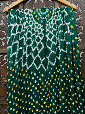 Emerald Heritage: Hand-Tied Modal Silk Bandhani Dupatta with Zari Border HANDMADEAHOLIC BY MISHKA