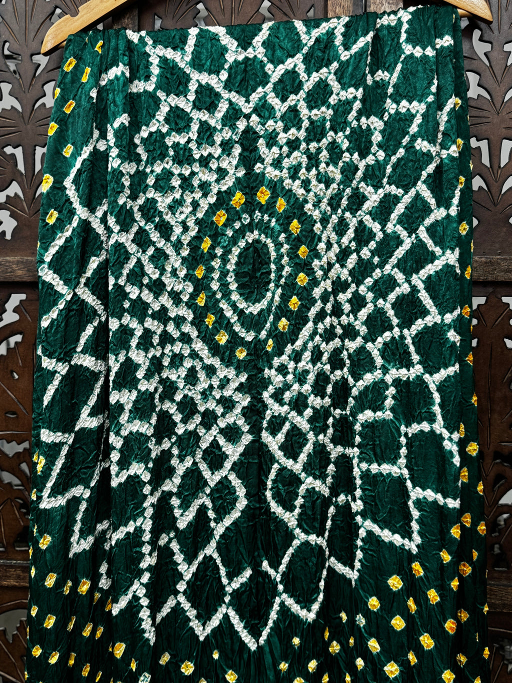 Emerald Heritage: Hand-Tied Modal Silk Bandhani Dupatta with Zari Border HANDMADEAHOLIC BY MISHKA