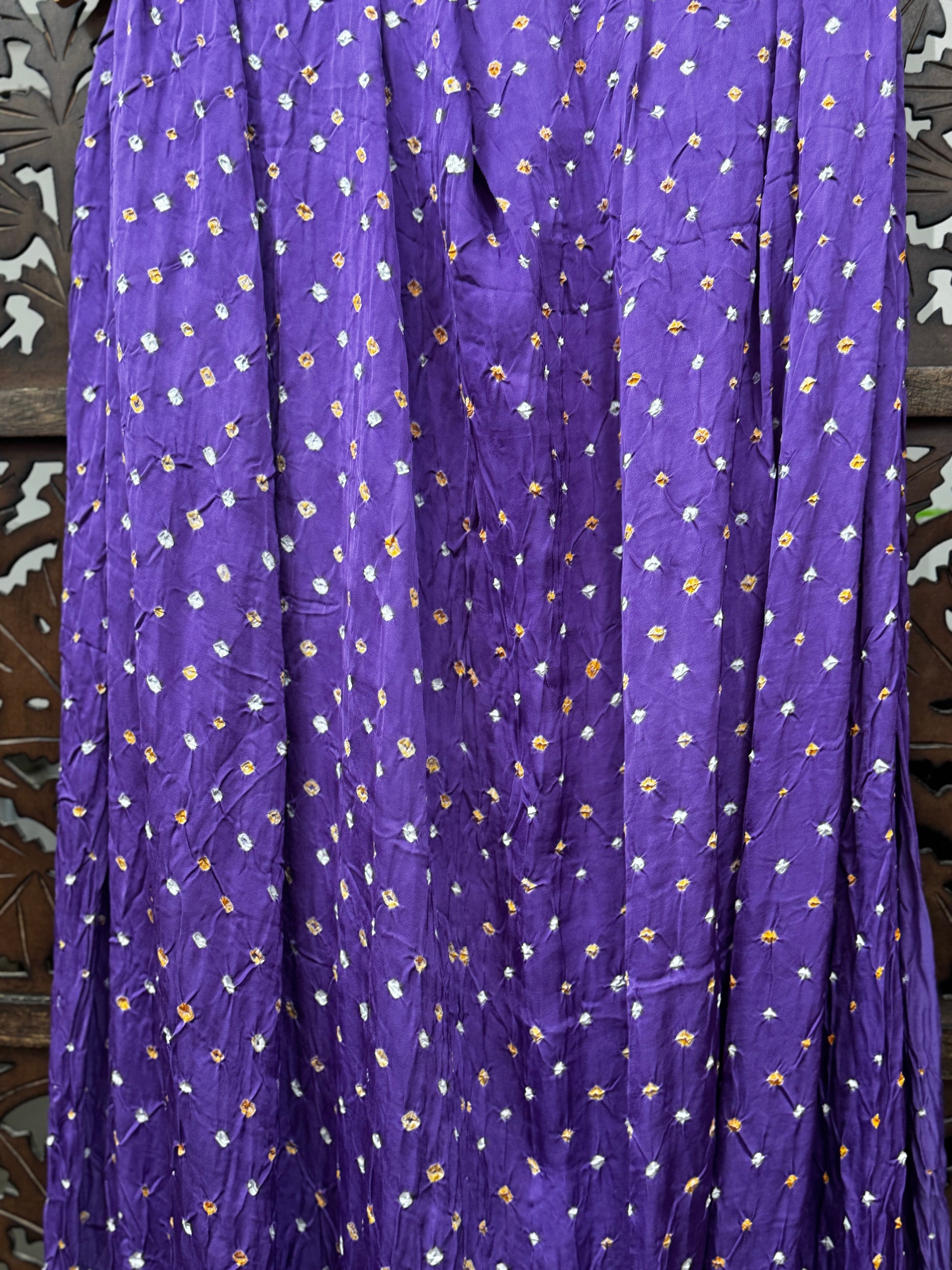 Royal Purple Hand-Tied Modal Silk Bandhani Dupatta with Heritage Zari Border HANDMADEAHOLIC BY MISHKA