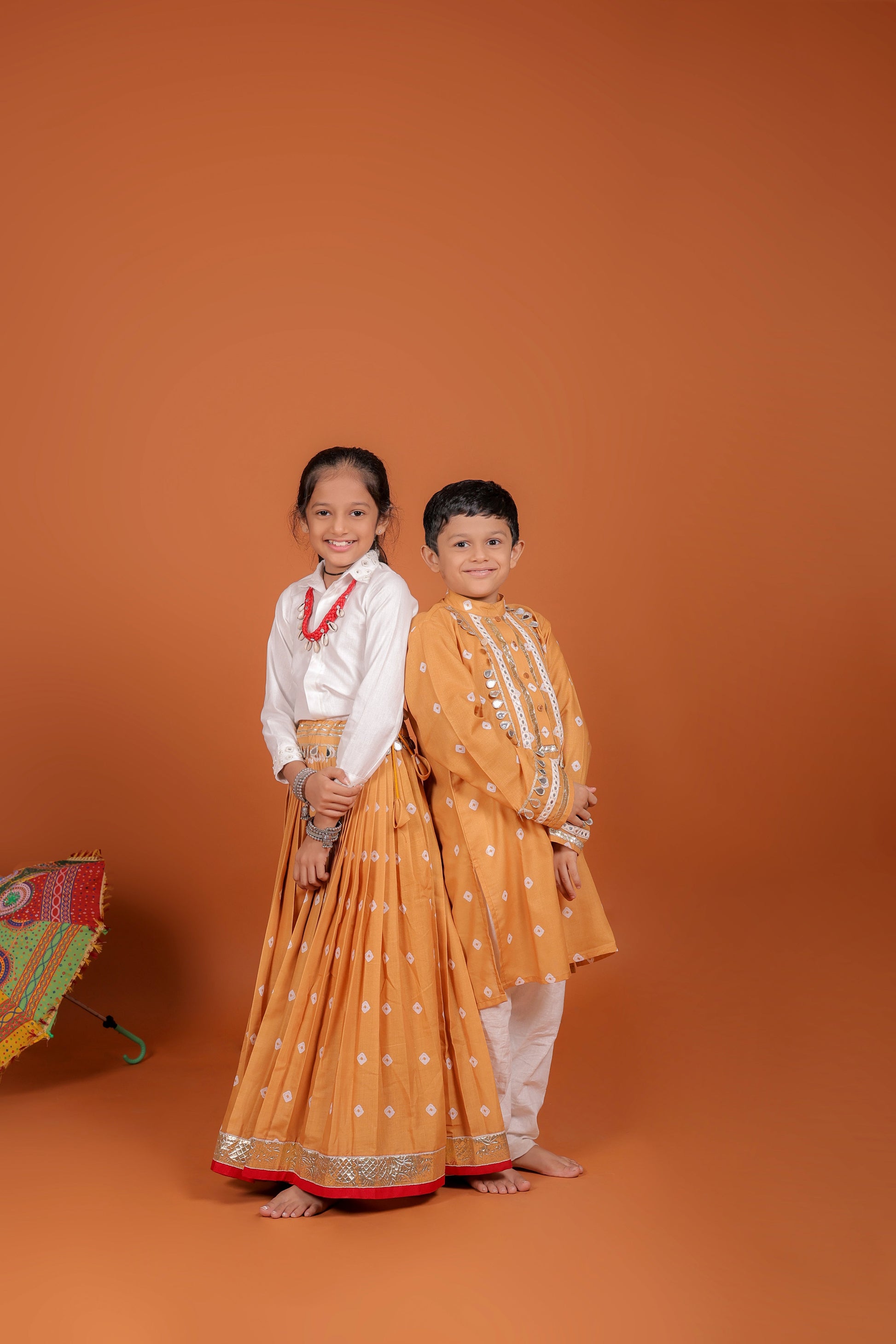 MUSTARD BANDHANI KIDS CHOLI RAAS'25 HANDMADEAHOLIC BY MISHKA