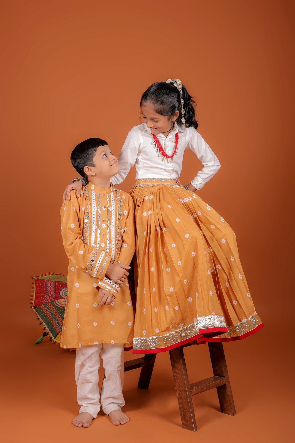 MUSTRAD BANDHANI BOYS KURTA RAAS'25 HANDMADEAHOLIC BY MISHKA