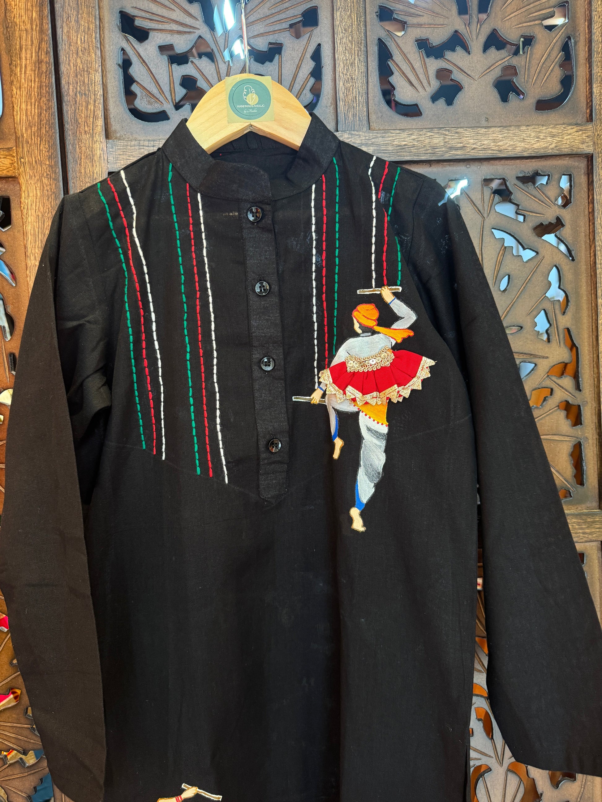 BLACK GAMTHI BOYS KURTA HANDMADEAHOLIC BY MISHKA