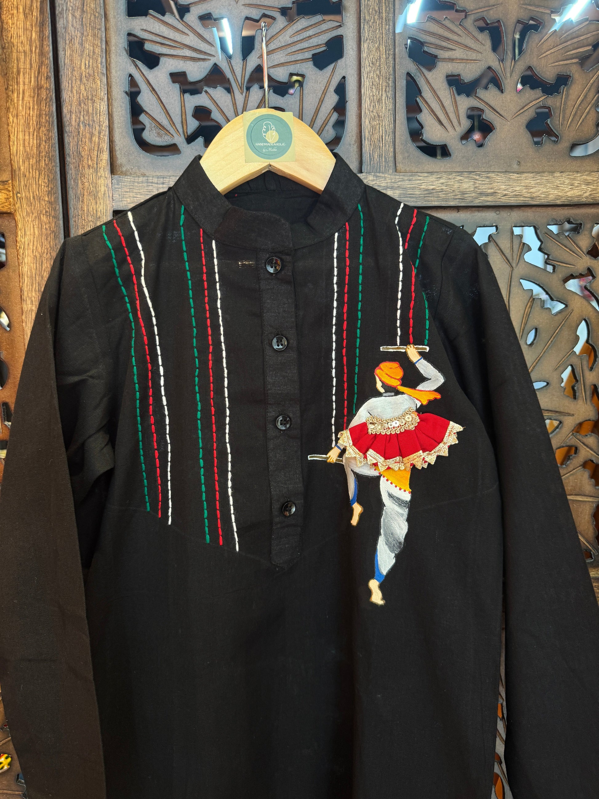 BLACK GAMTHI BOYS KURTA HANDMADEAHOLIC BY MISHKA
