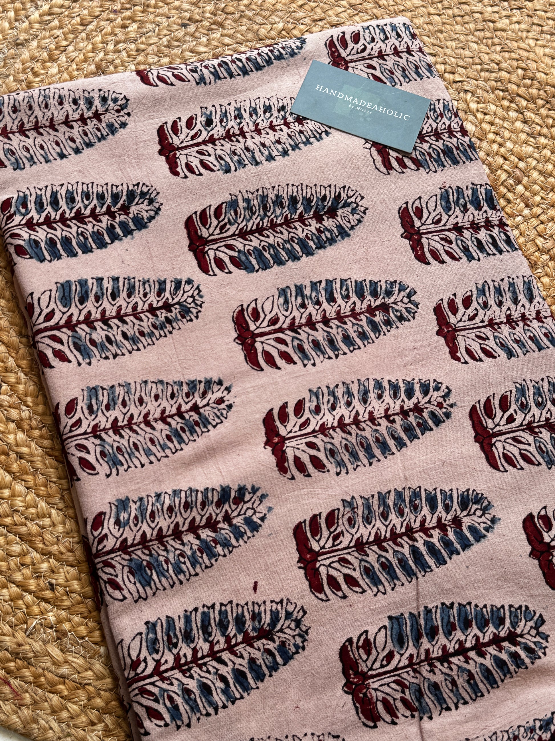 NATURAL AJRAKH HANDBLOCK COTTON FABRIC