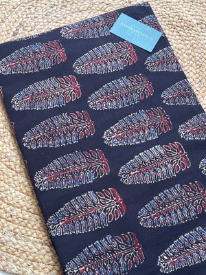NATURAL AJRAKH HANDBLOCK COTTON FABRIC
