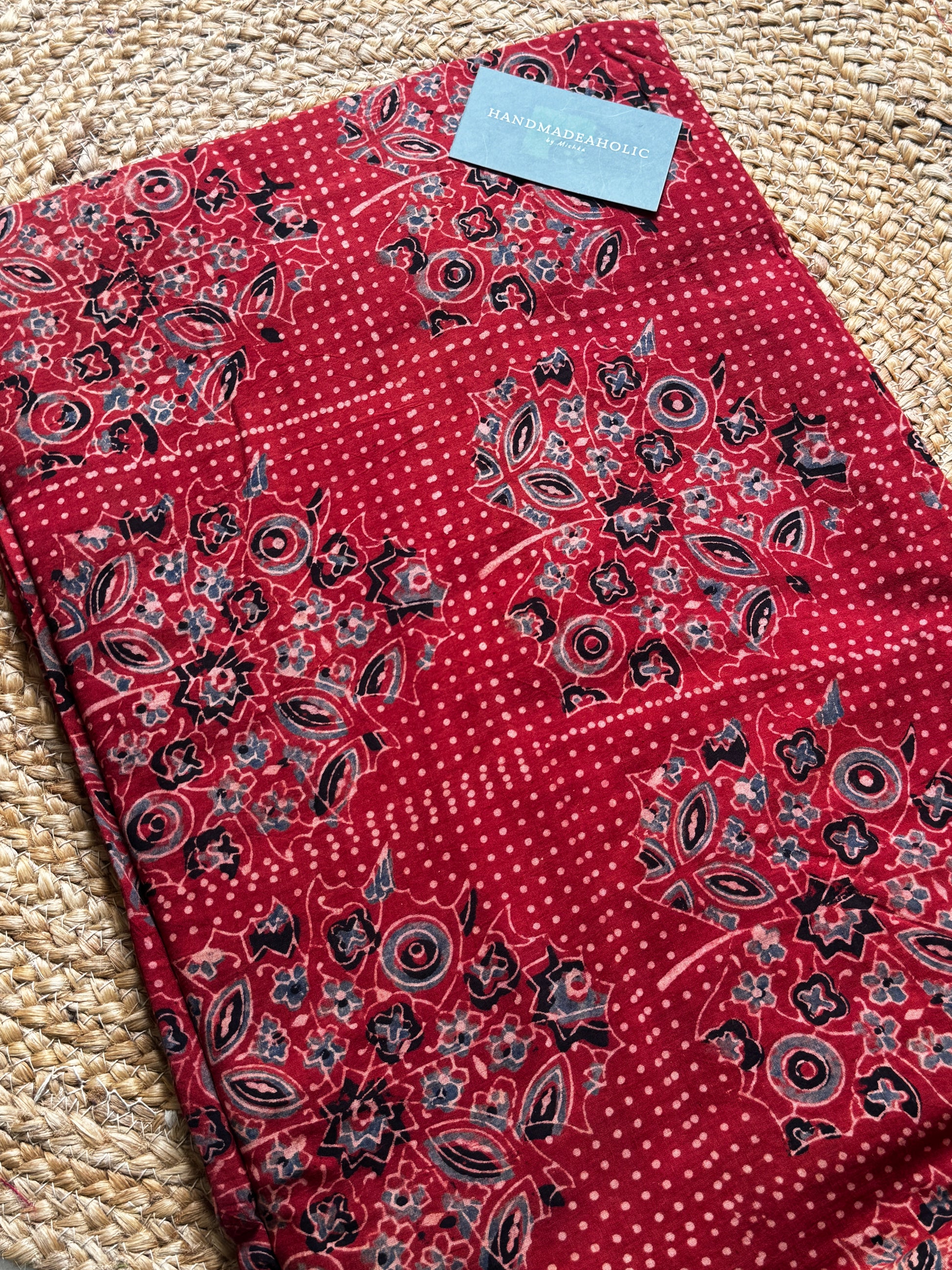 NATURAL AJRAKH HANDBLOCK COTTON FABRIC