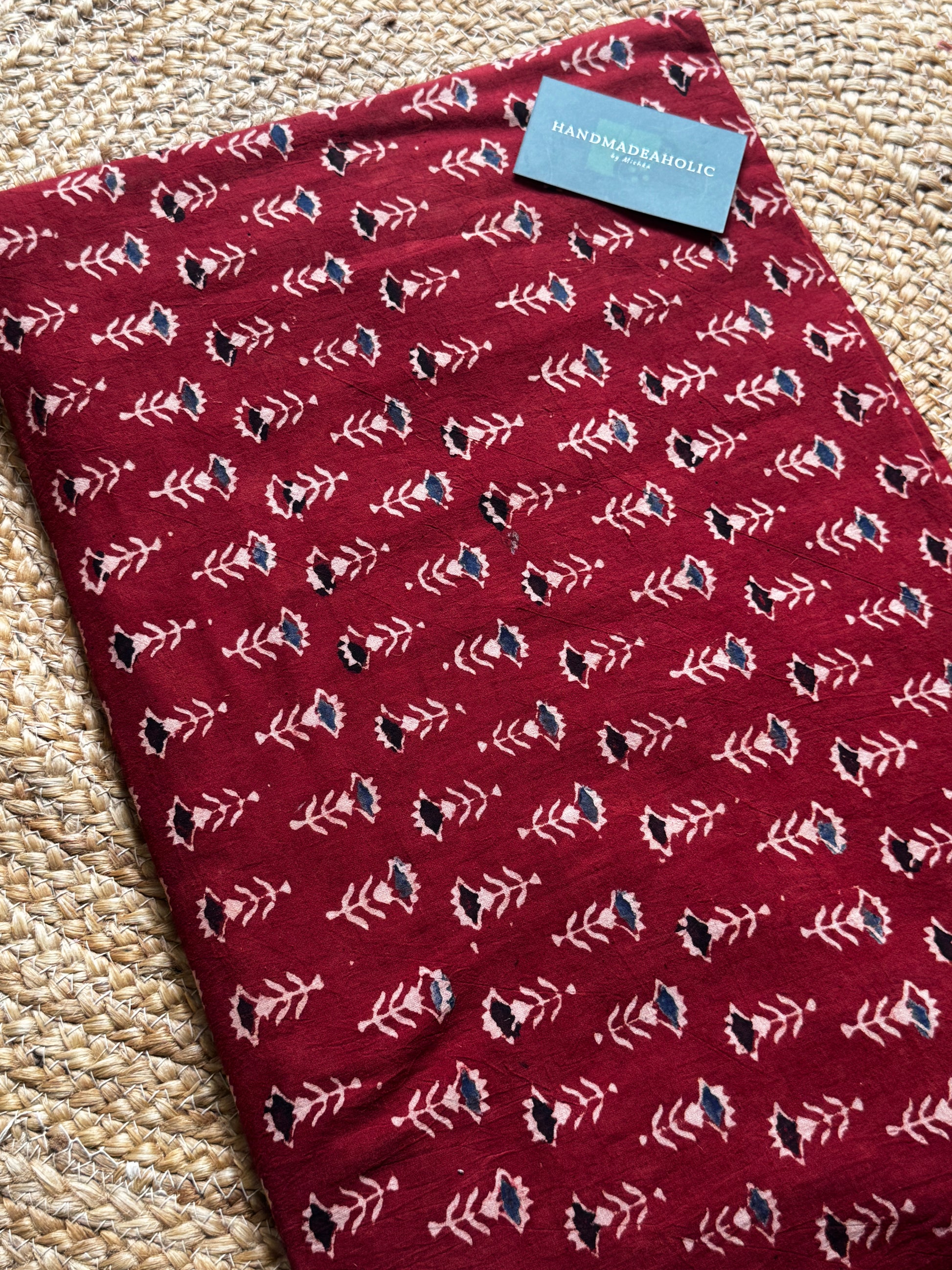 NATURAL AJRAKH HANDBLOCK COTTON FABRIC