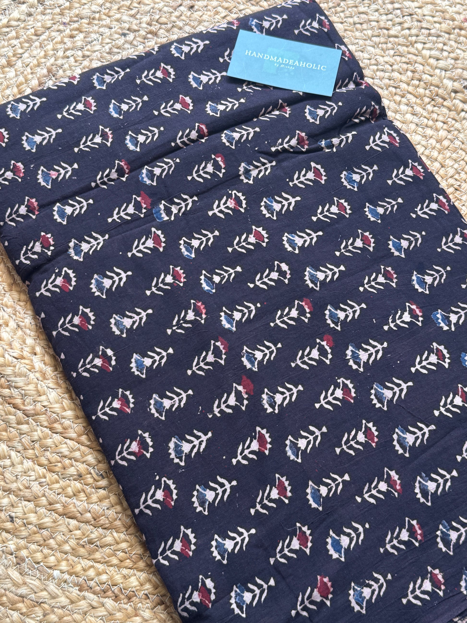NATURAL AJRAKH HANDBLOCK COTTON FABRIC