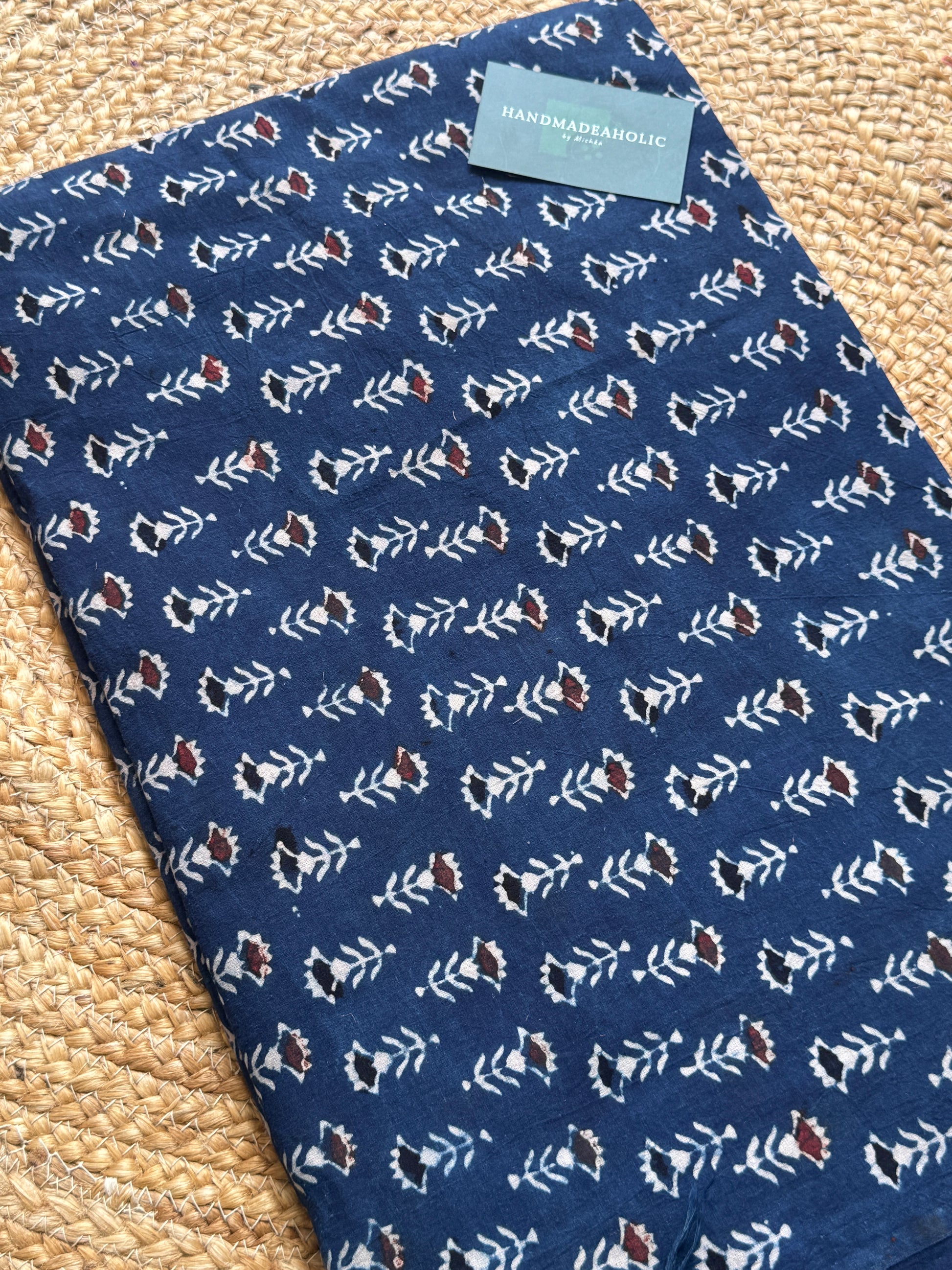 NATURAL AJRAKH HANDBLOCK COTTON FABRIC