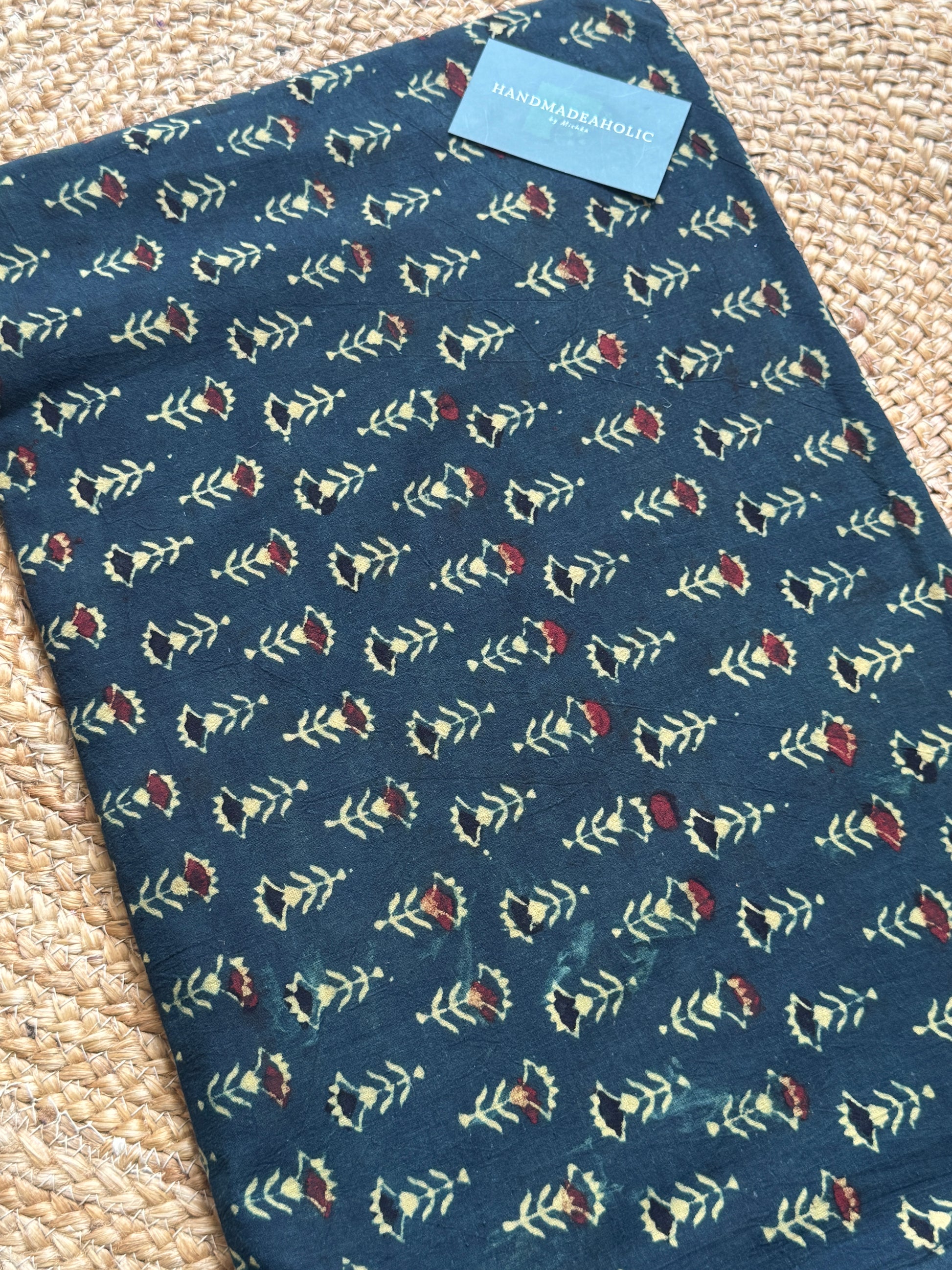 NATURAL AJRAKH HANDBLOCK COTTON FABRIC