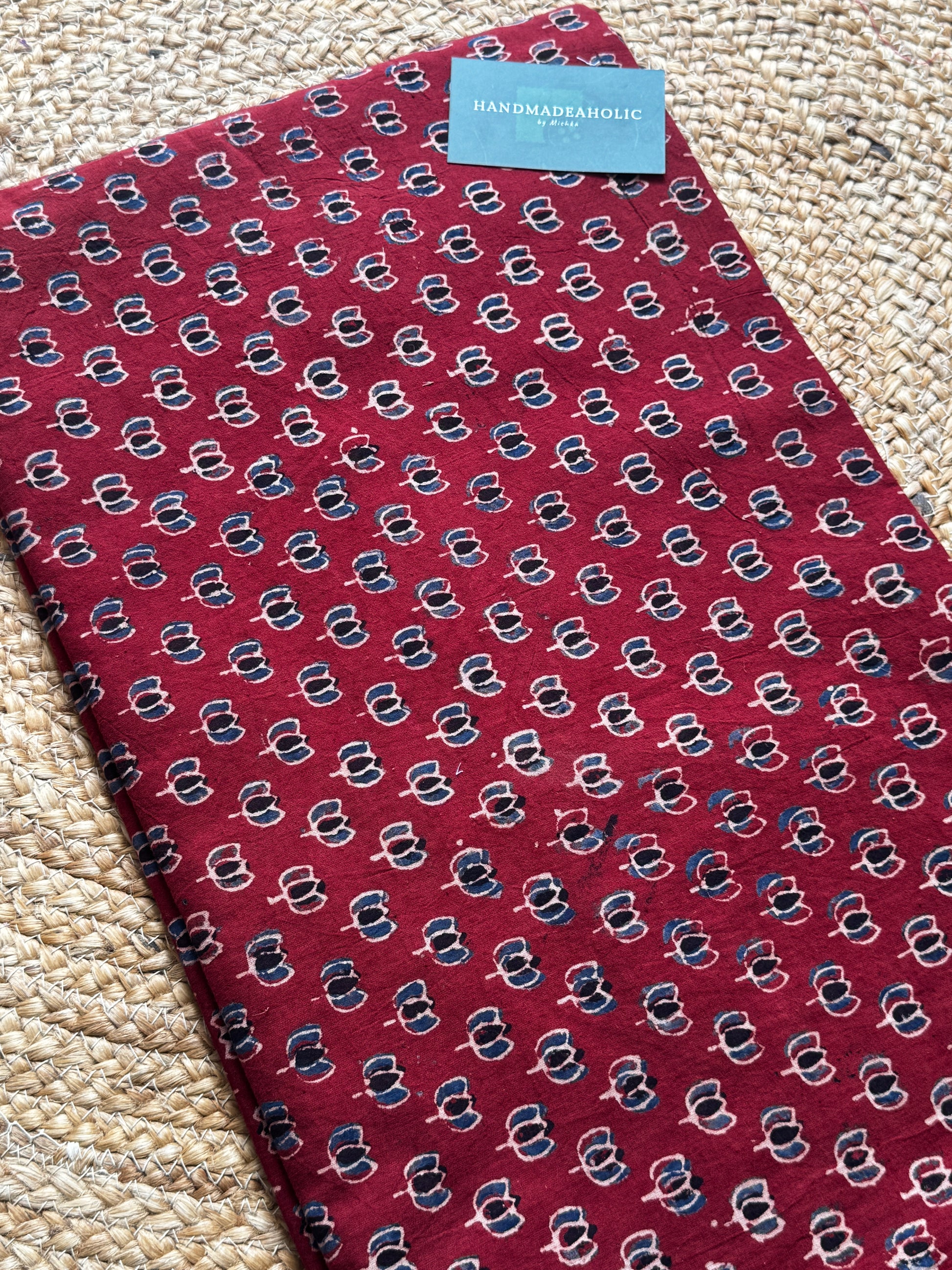 NATURAL AJRAKH HANDBLOCK COTTON FABRIC