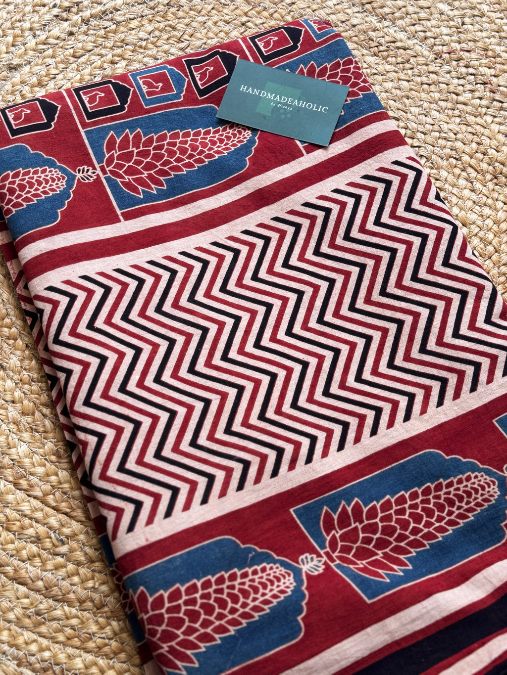 NATURAL AJRAKH HANDBLOCK COTTON FABRIC