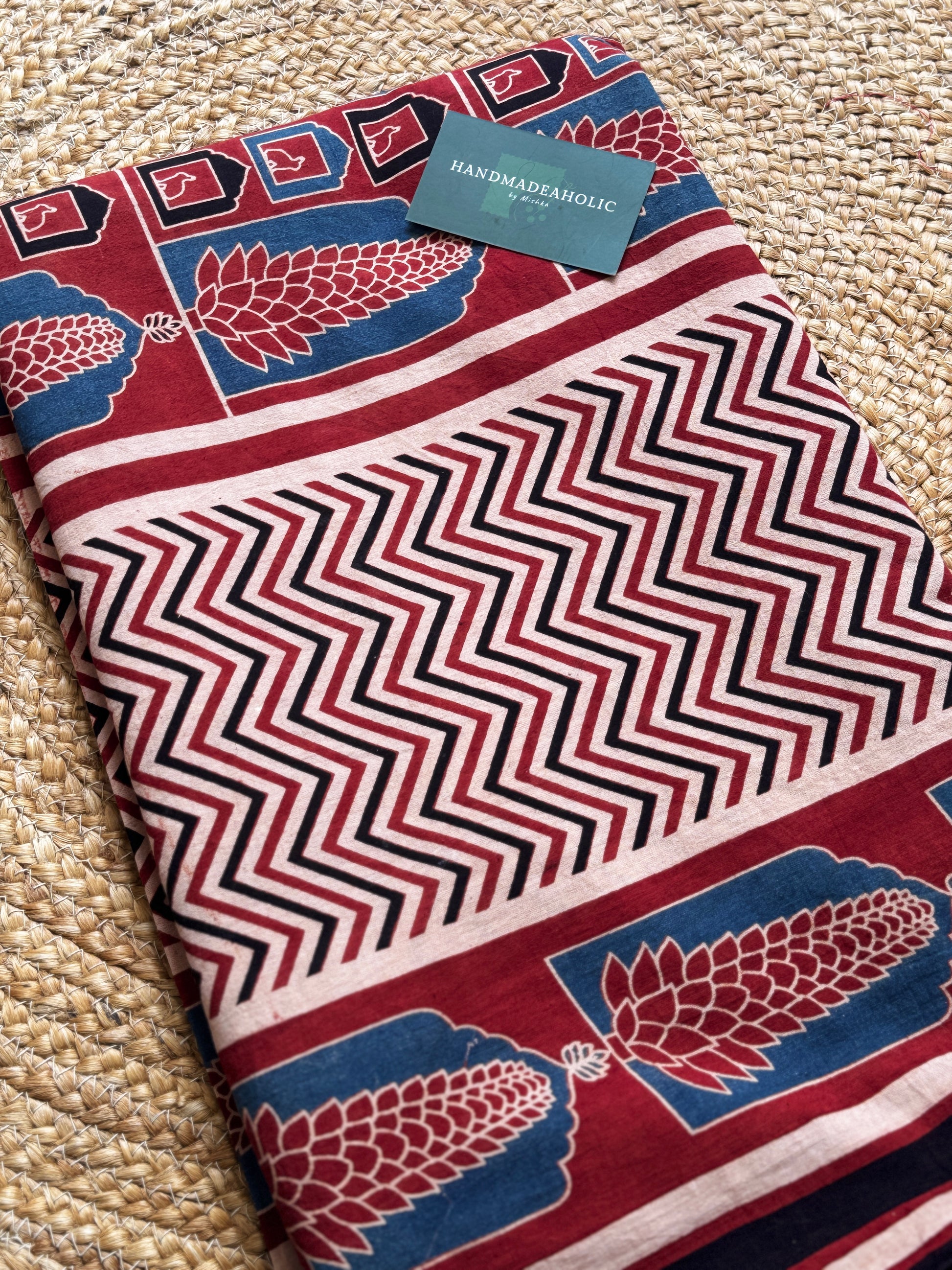 NATURAL AJRAKH HANDBLOCK COTTON FABRIC