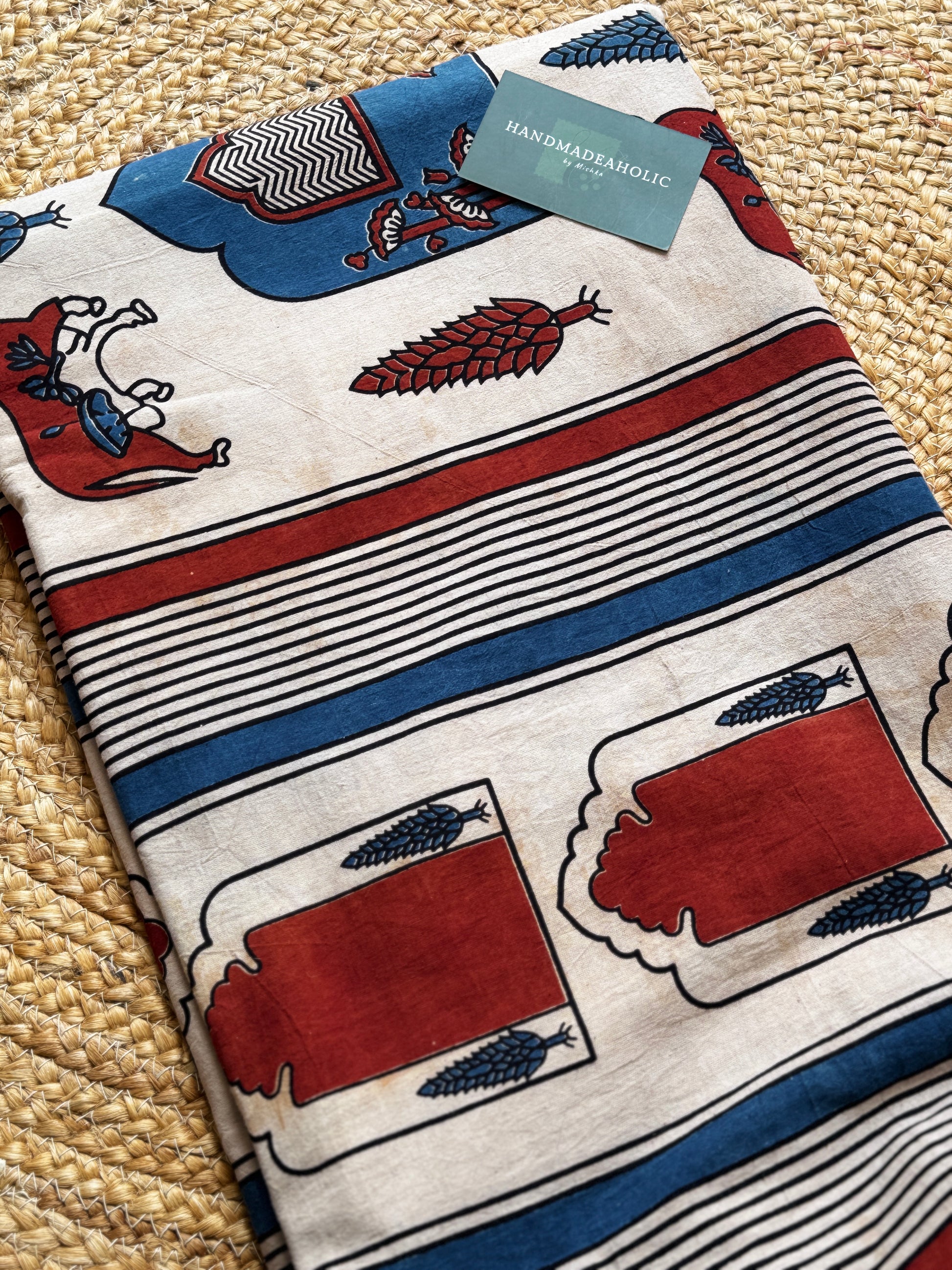 NATURAL AJRAKH HANDBLOCK COTTON FABRIC