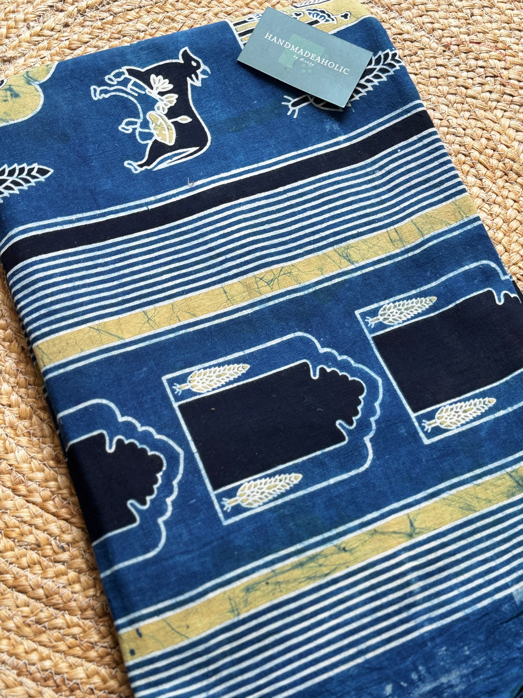 NATURAL AJRAKH HANDBLOCK COTTON FABRIC