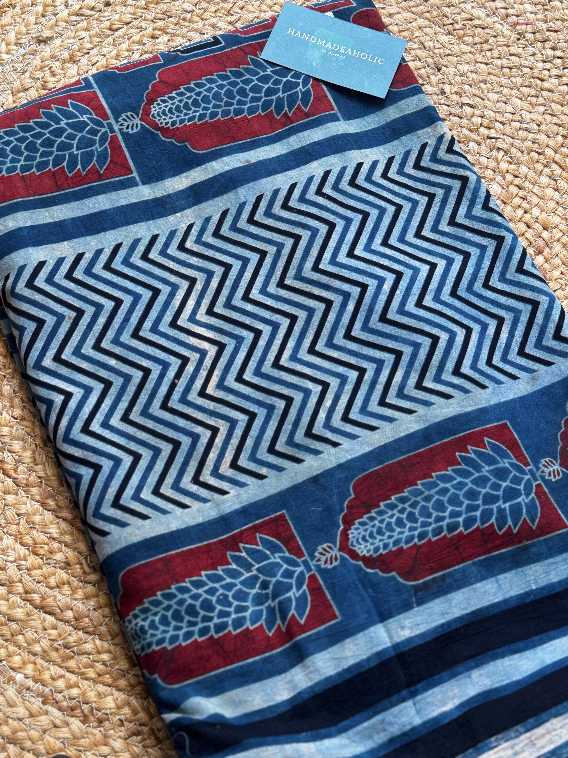 NATURAL AJRAKH HANDBLOCK COTTON FABRIC