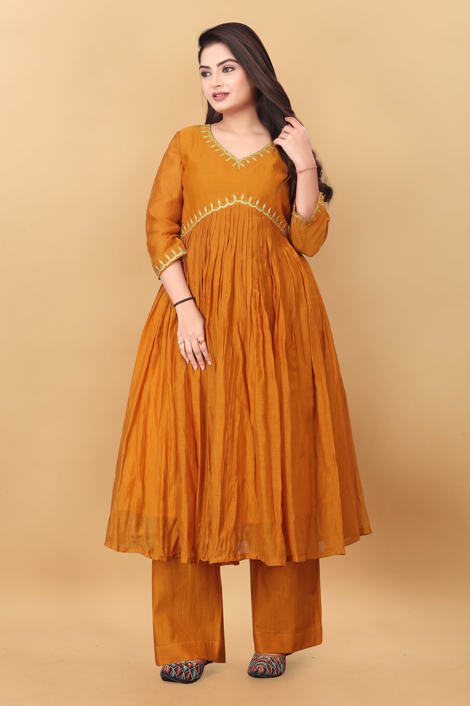 MUSTRAD MUL CHANDERI  KURTA SET ( SET OF 2 ) HANDMADEAHOLIC BY MISHKA