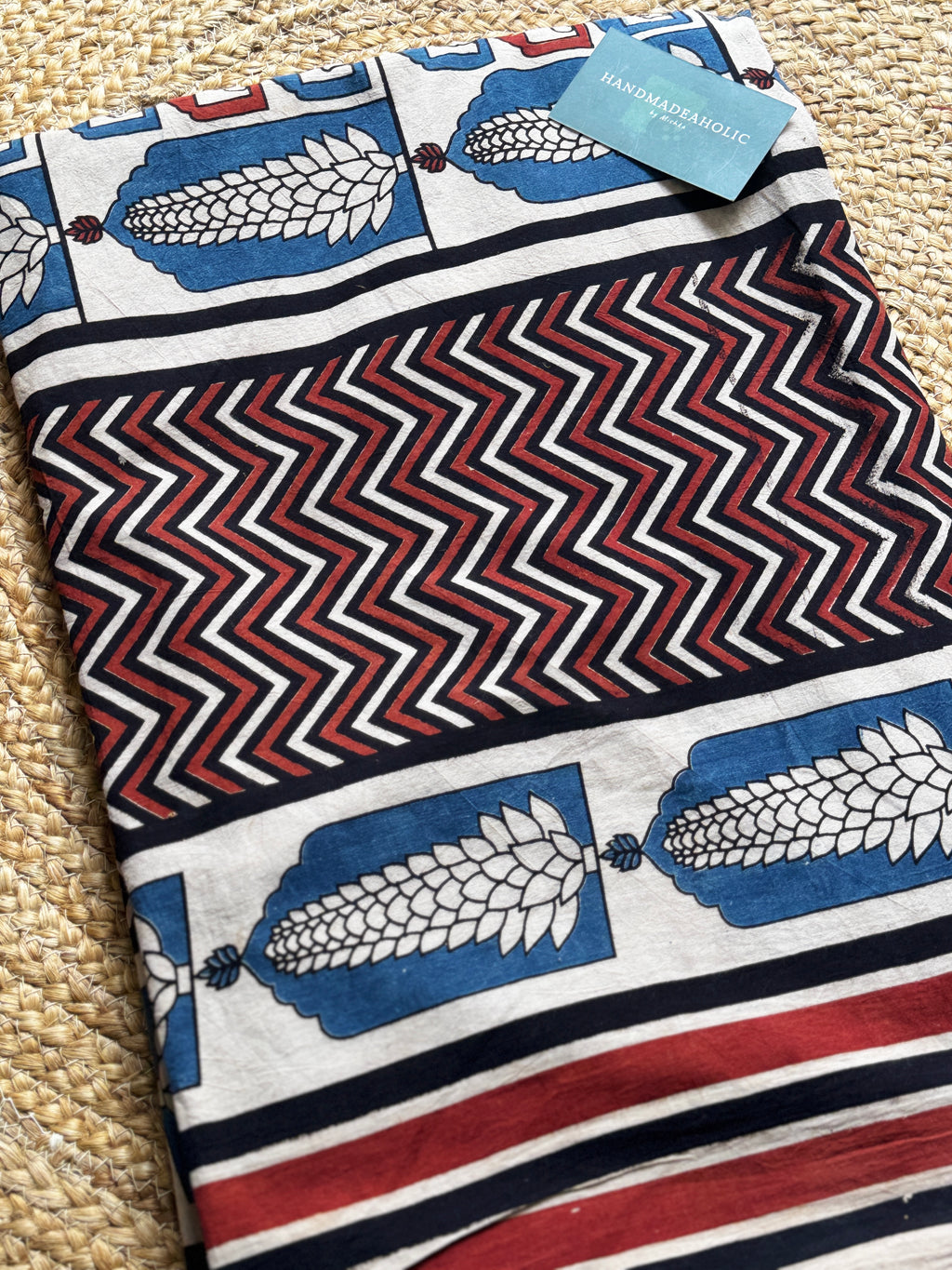NATURAL AJRAKH HANDBLOCK COTTON FABRIC