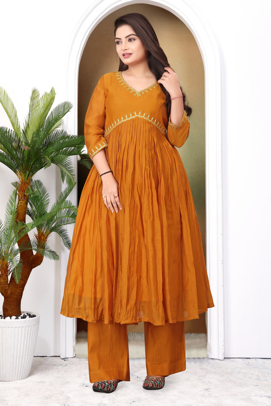 MUSTRAD MUL CHANDERI  KURTA SET ( SET OF 2 ) HANDMADEAHOLIC BY MISHKA