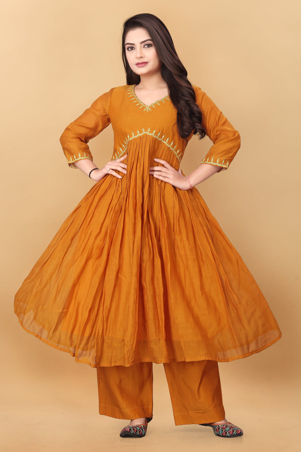 MUSTRAD MUL CHANDERI  KURTA SET ( SET OF 2 ) HANDMADEAHOLIC BY MISHKA