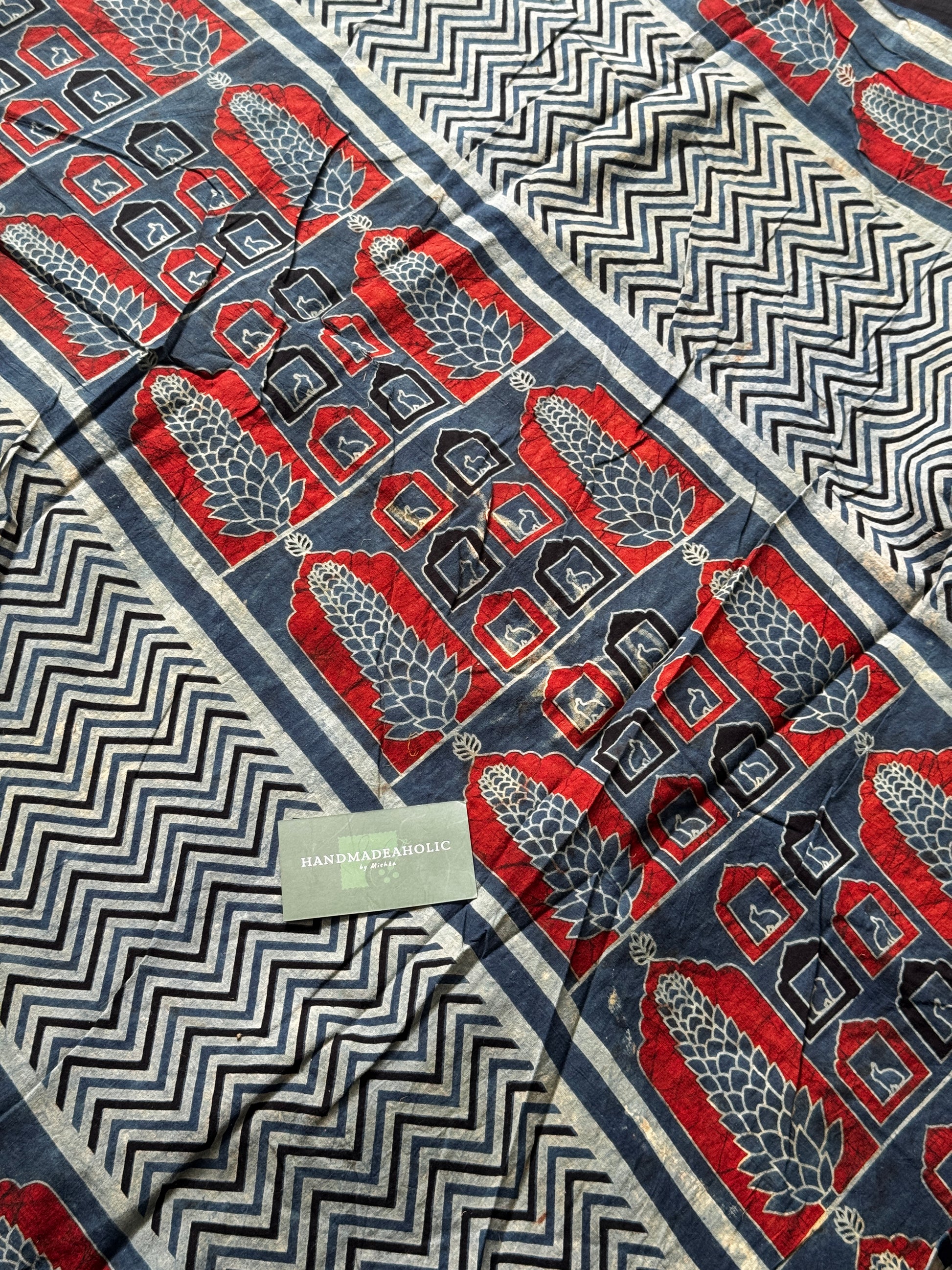 NATURAL AJRAKH HANDBLOCK COTTON FABRIC
