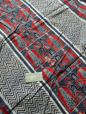 NATURAL AJRAKH HANDBLOCK COTTON FABRIC