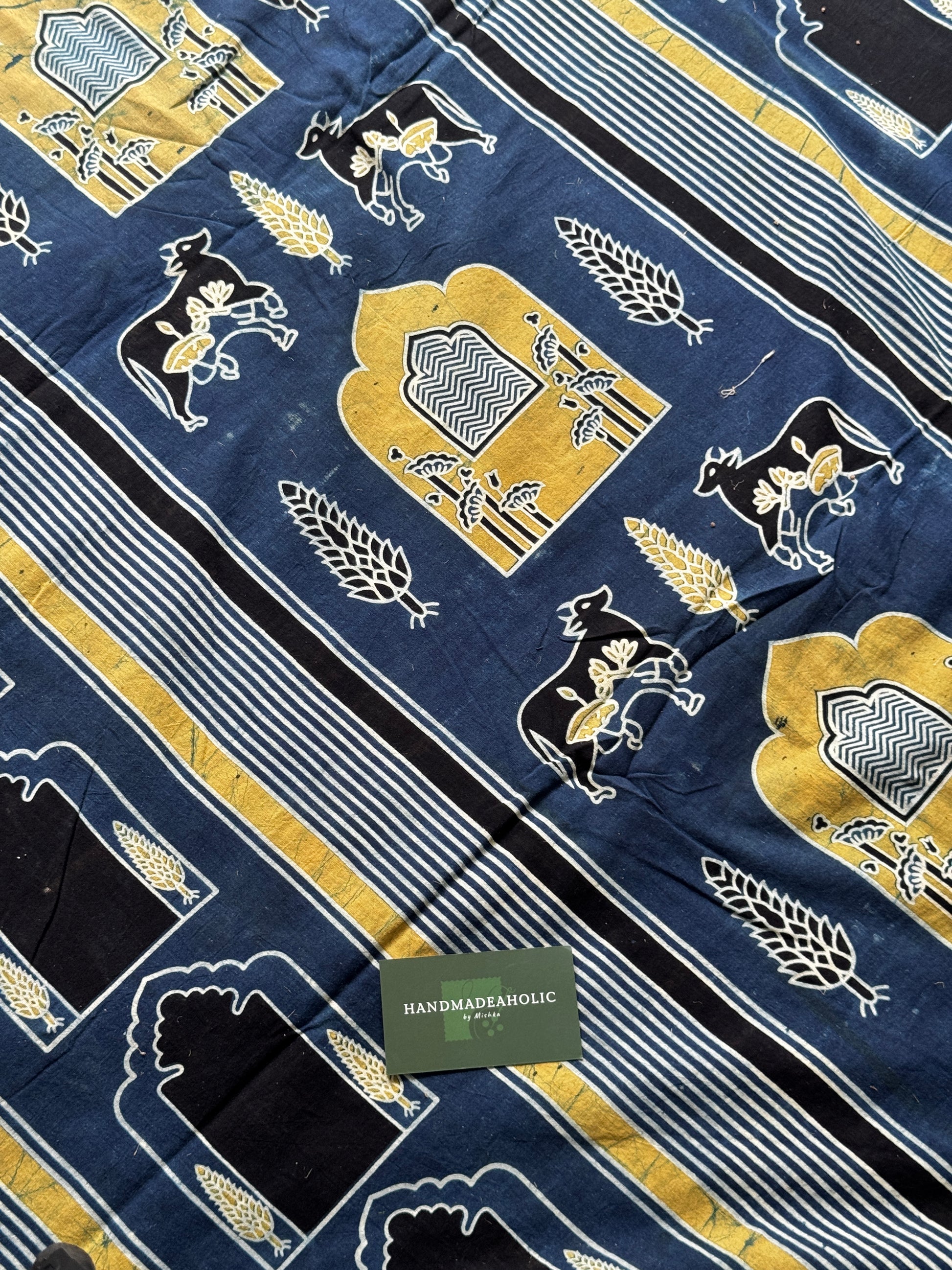 NATURAL AJRAKH HANDBLOCK COTTON FABRIC