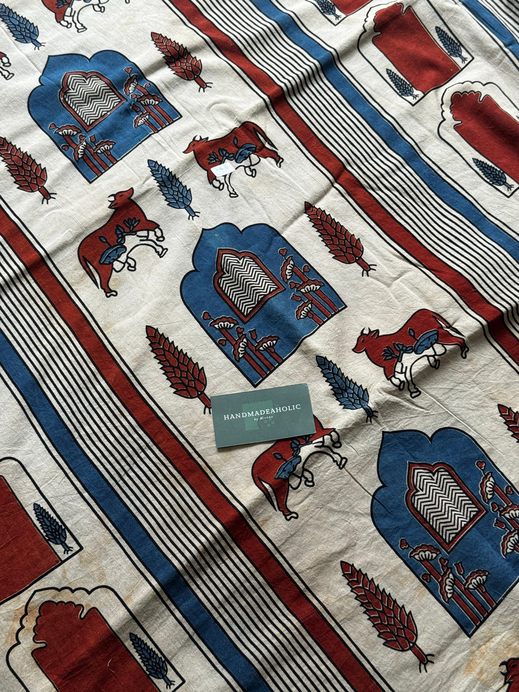 NATURAL AJRAKH HANDBLOCK COTTON FABRIC