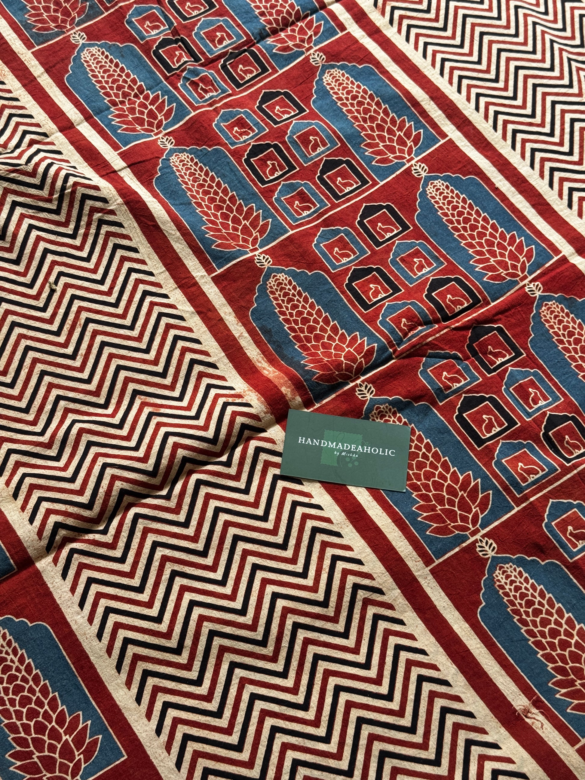 NATURAL AJRAKH HANDBLOCK COTTON FABRIC