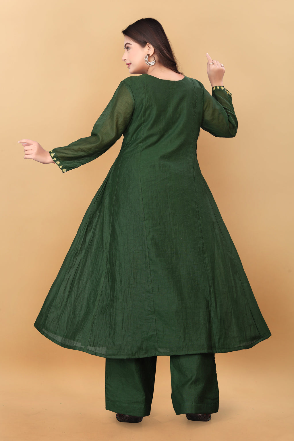 MAHENDI GREEN MUL CHANDERI  KURTA SET ( SET OF 2 ) HANDMADEAHOLIC BY MISHKA