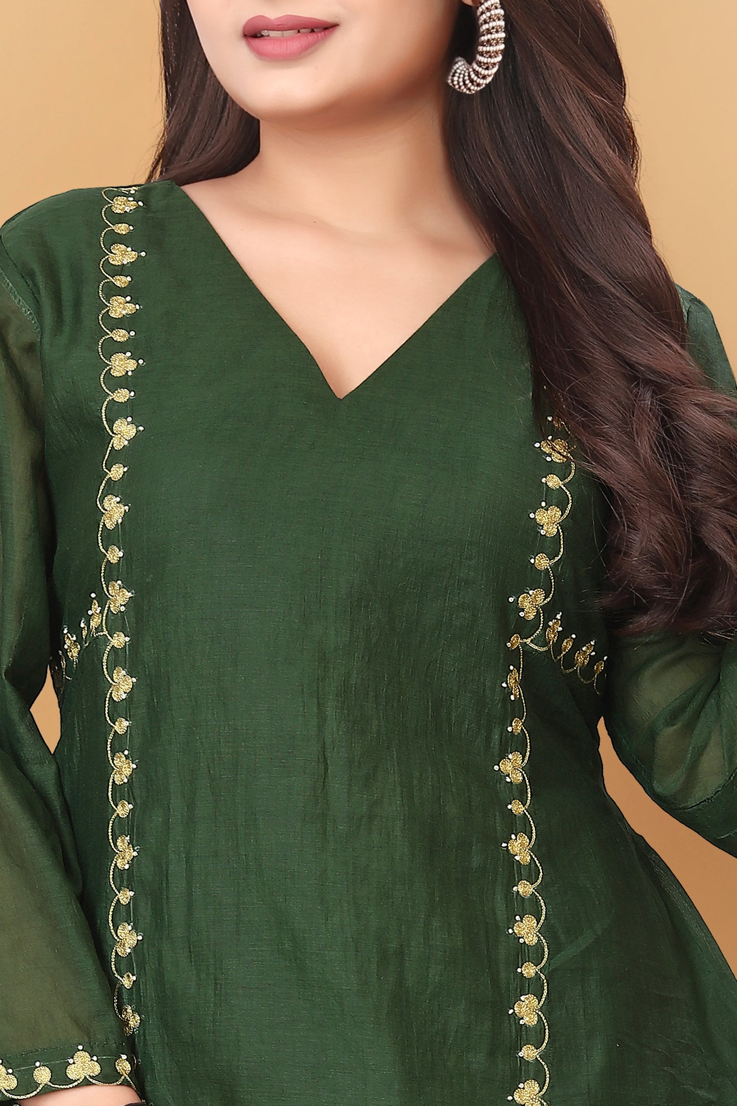 MAHENDI GREEN MUL CHANDERI  KURTA SET ( SET OF 2 )