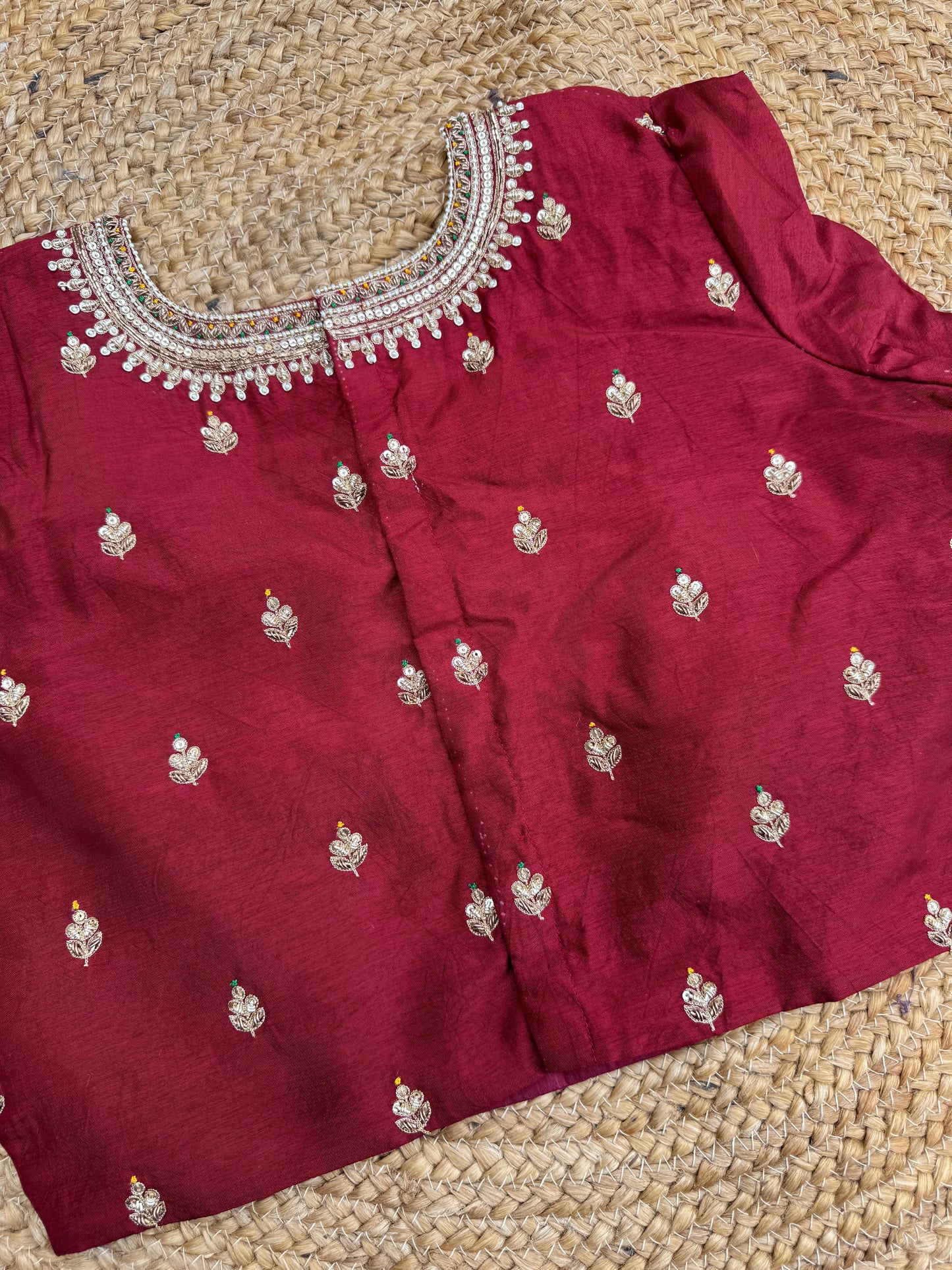 MAROON SILK HANDWORK BLOUSE