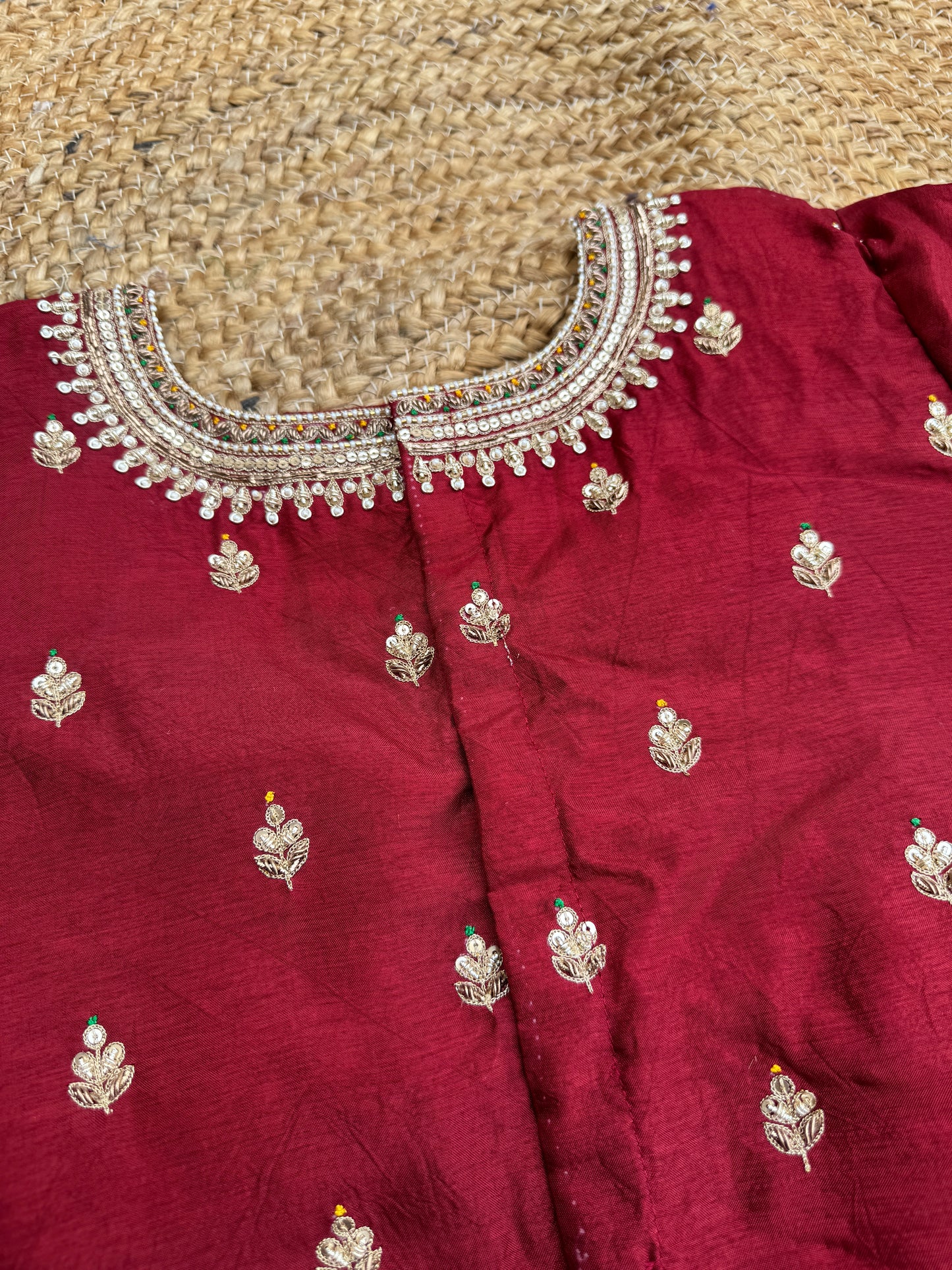 MAROON SILK HANDWORK BLOUSE