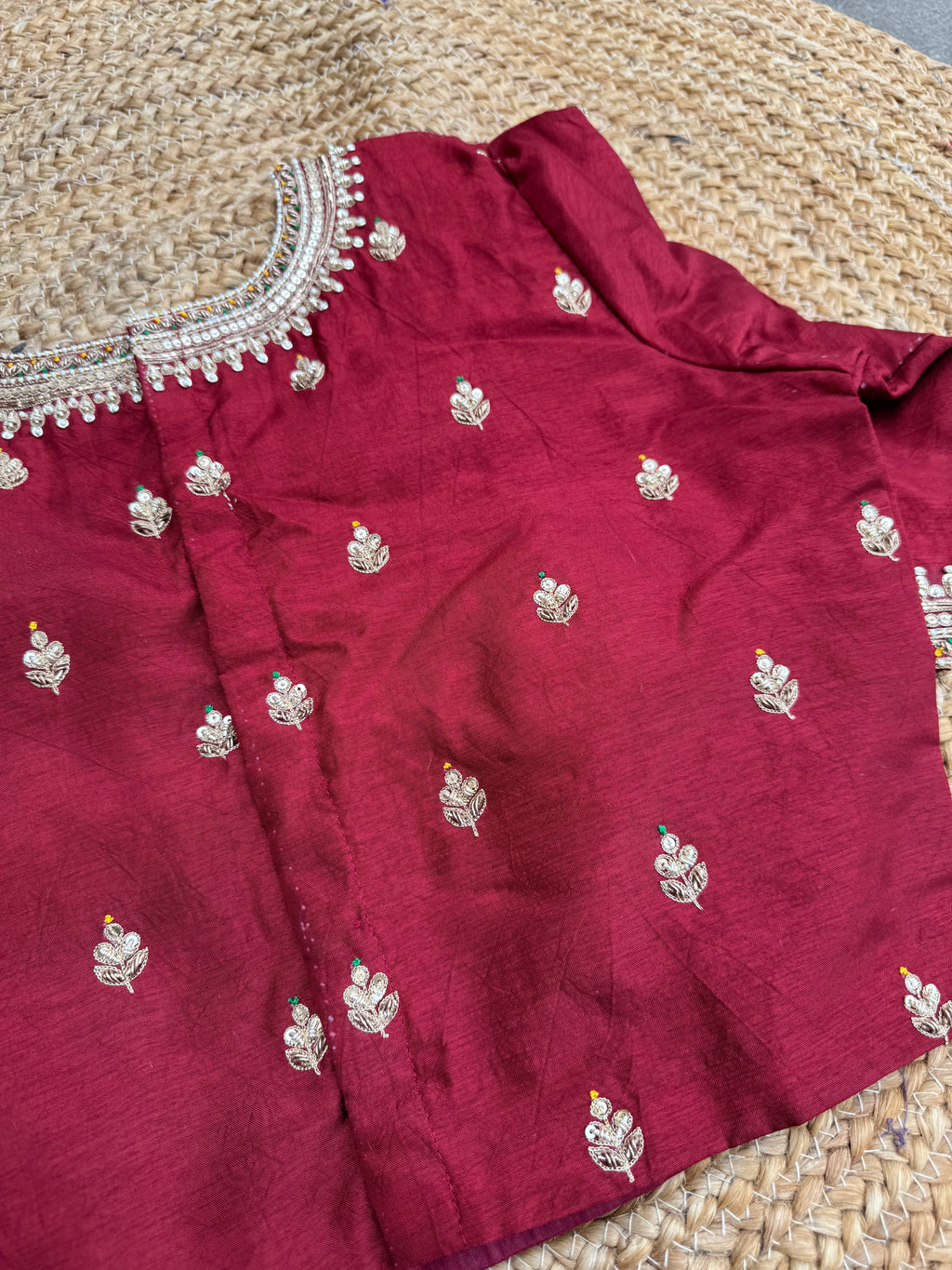 MAROON SILK HANDWORK BLOUSE HANDMADEAHOLIC BY MISHKA