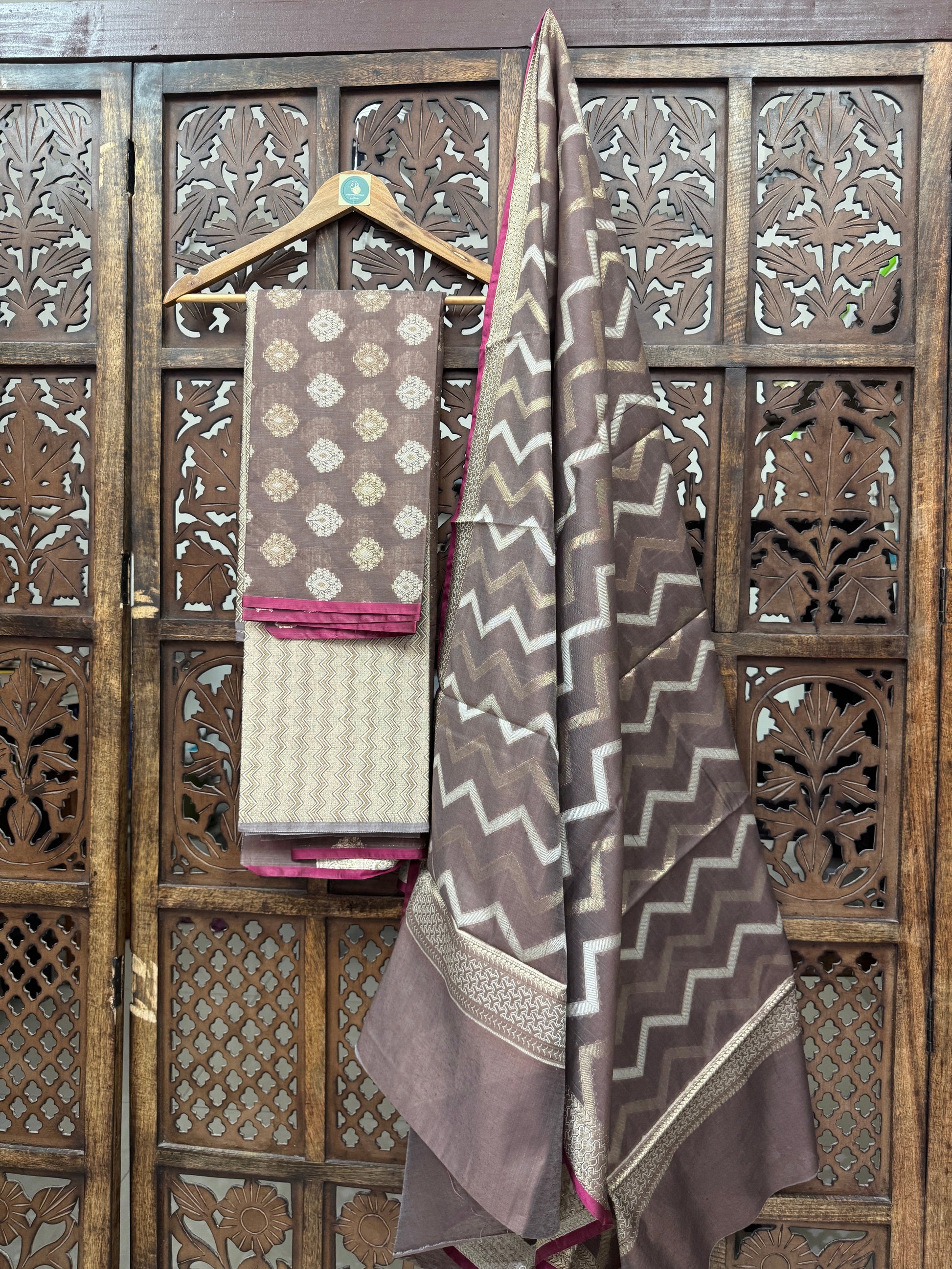 BROWN MUNGA SILK SUIT HANDMADEAHOLIC BY MISHKA