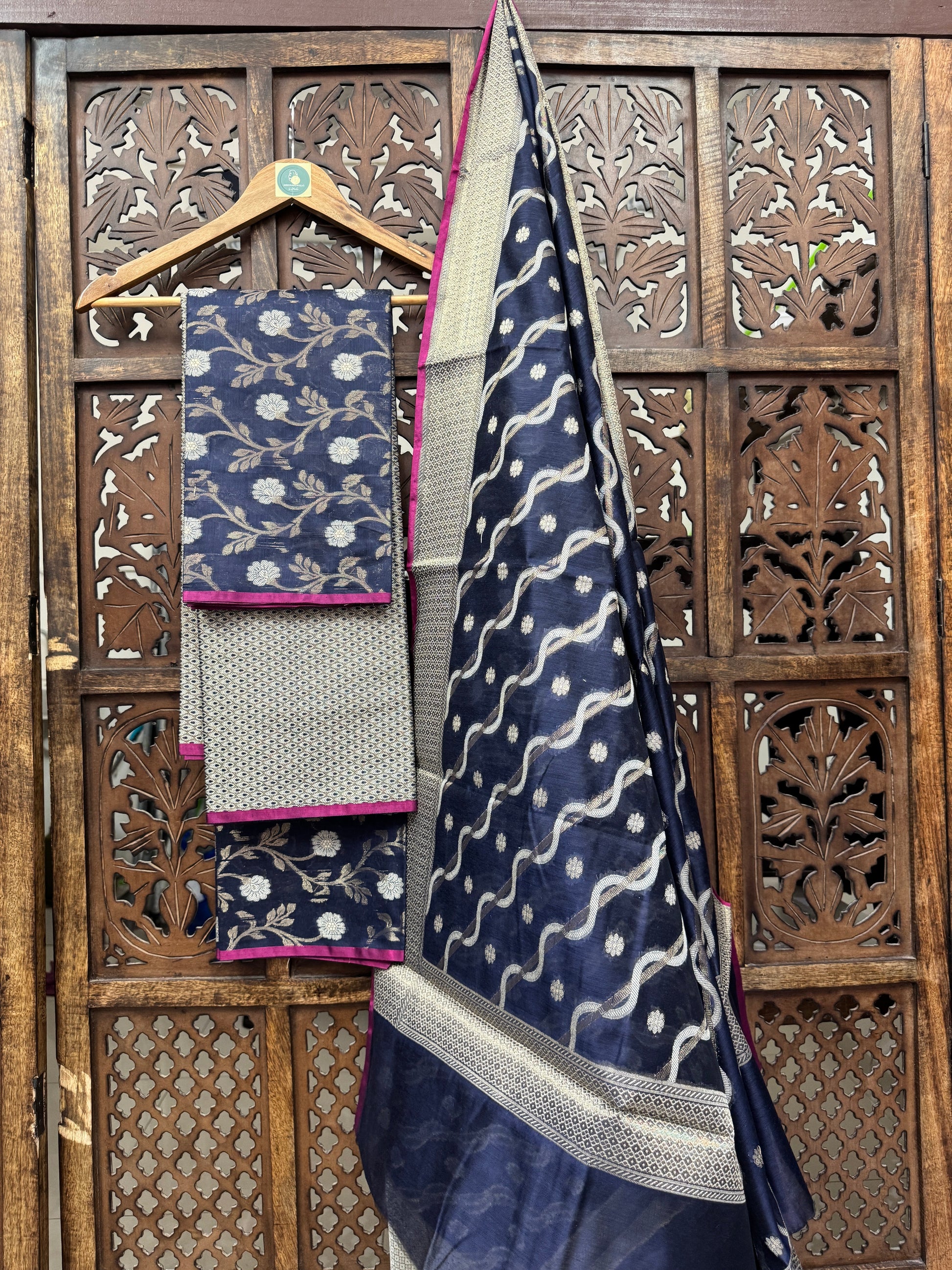 BLUE MUNGA SILK SUIT HANDMADEAHOLIC BY MISHKA