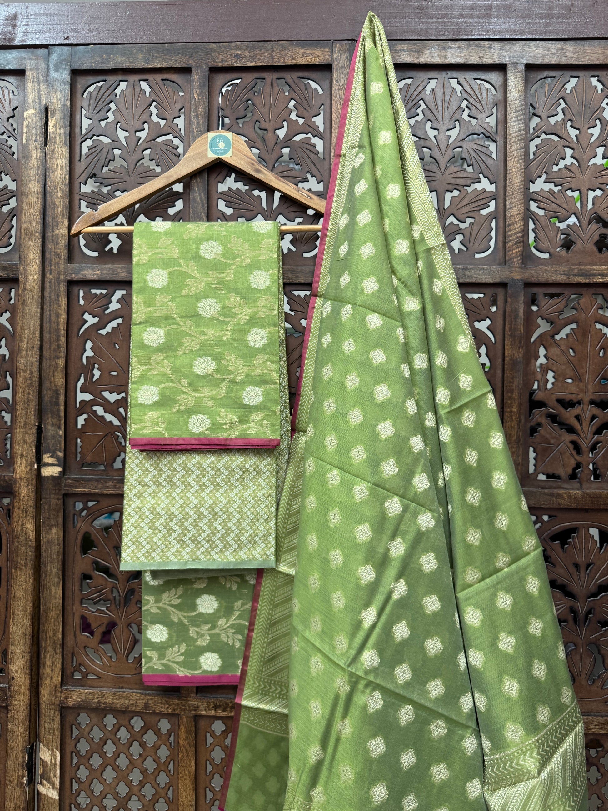 GREEN FLOWER MUNGA SILK SUIT HANDMADEAHOLIC BY MISHKA